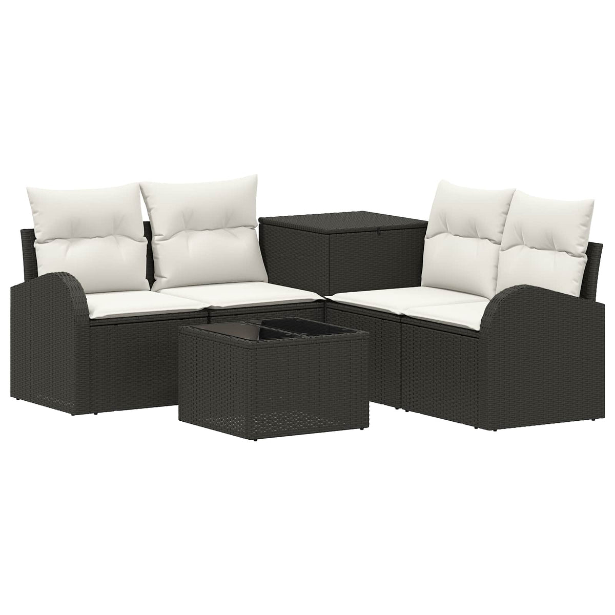 Sofa Set 6 stk. Schwarz und Cremeweiß 55 x 55 x 37 cm