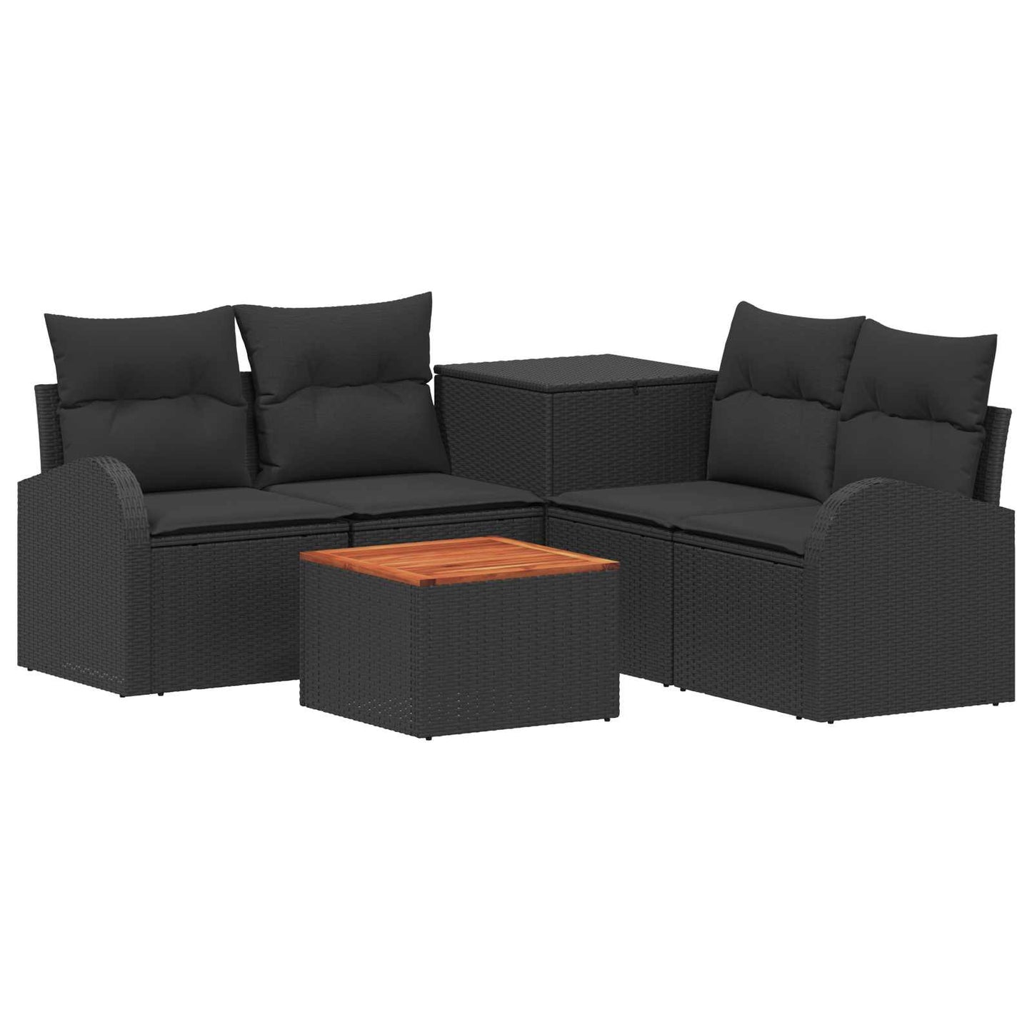 Sofa Set 6 stk. Schwarz Polyrattan und Stahl