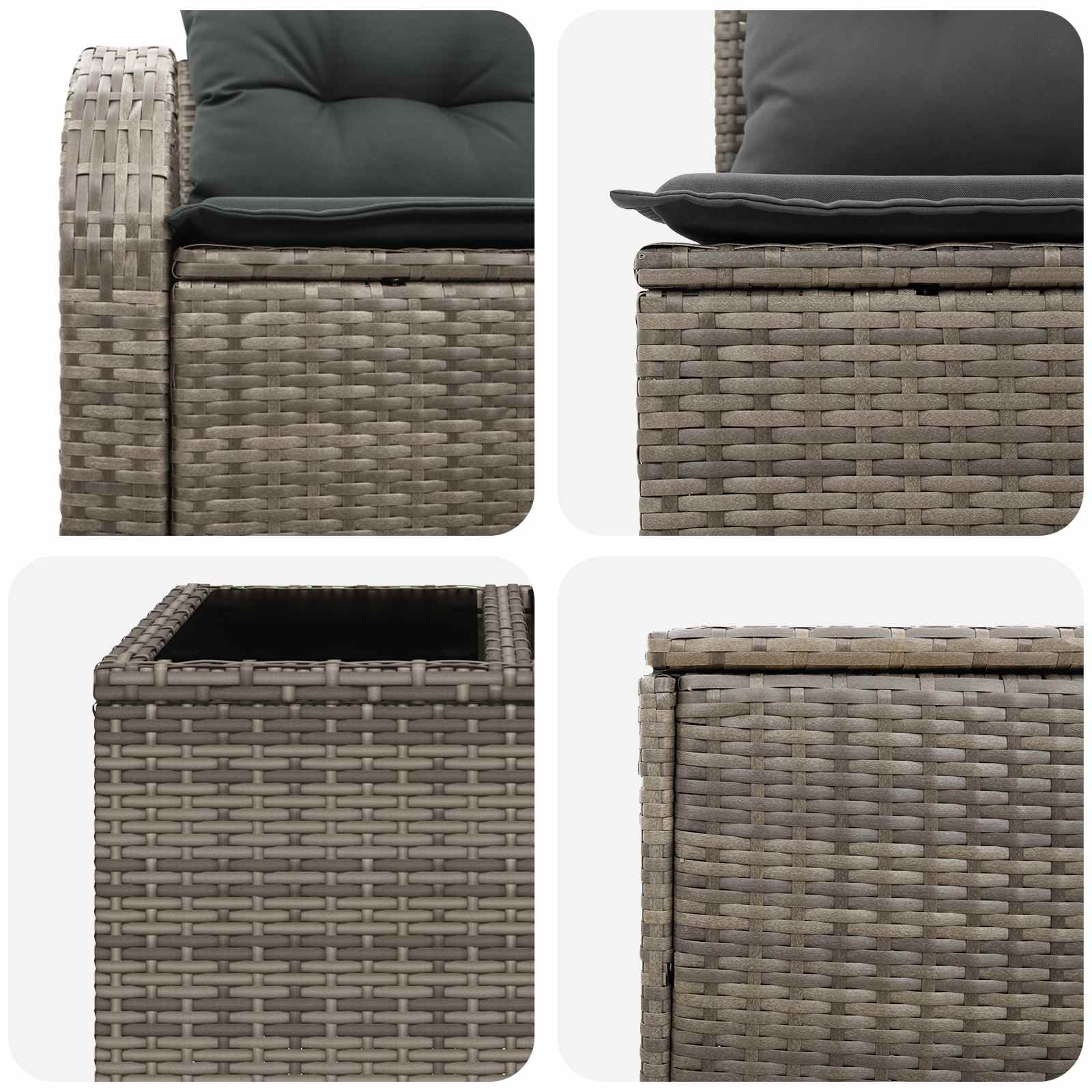 Sofa Set 6 stk. Grau und Dunkelgrau Polyrattan und Stahl