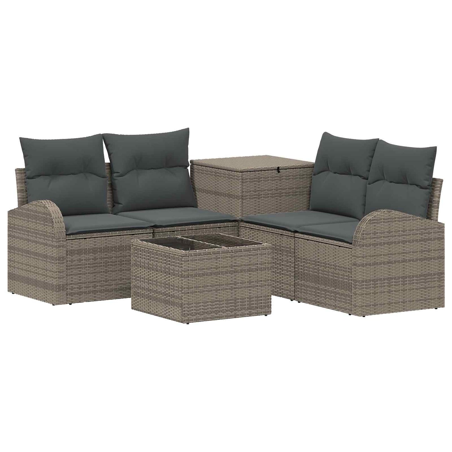 Sofa Set 6 stk. Grau und Dunkelgrau Polyrattan und Stahl