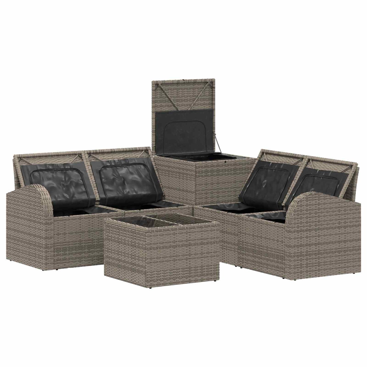 Sofa Set 6 stk. Grau und Dunkelgrau Polyrattan und Stahl
