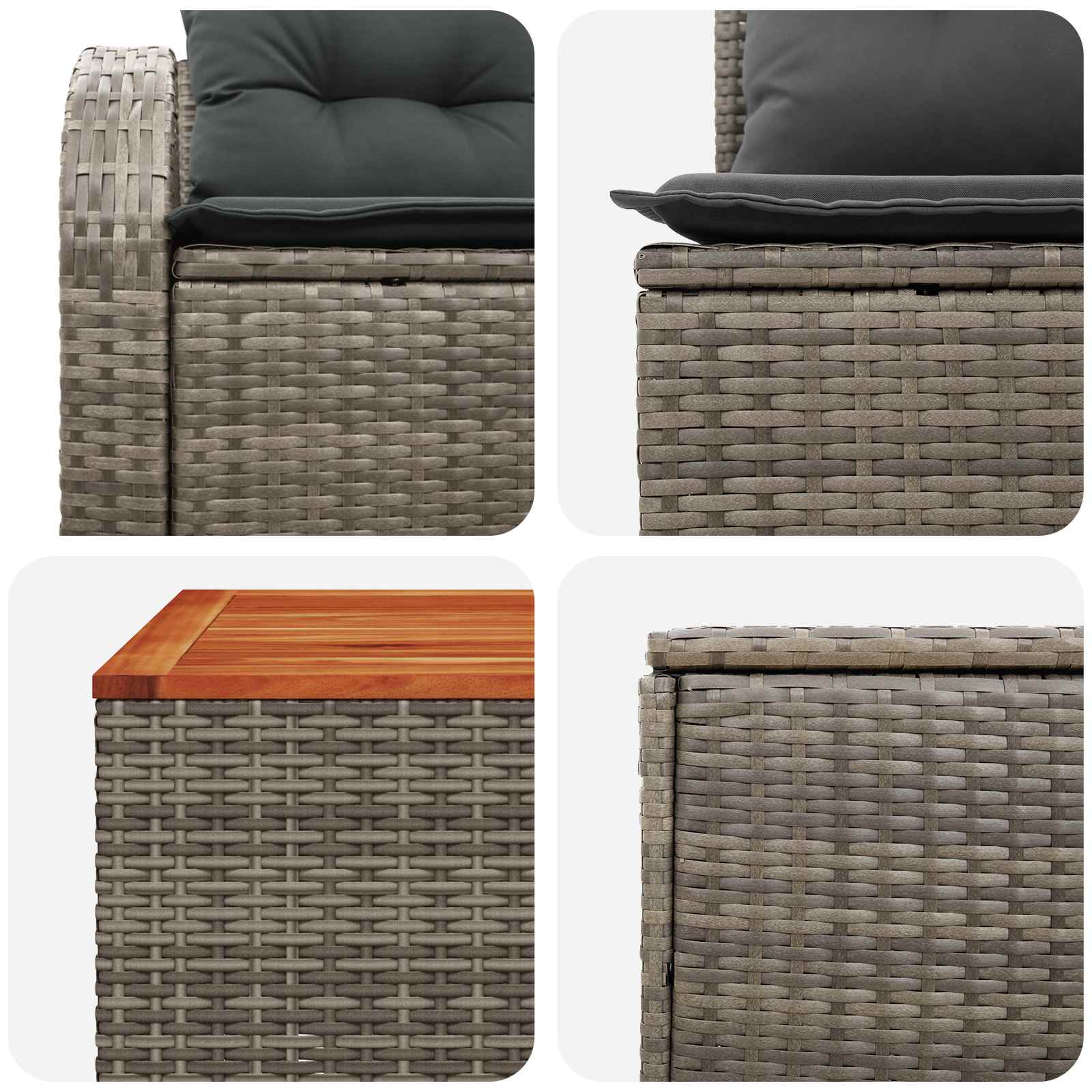 Sofa Set 6 stk. Grau und Dunkelgrau Polyrattan und Stahl