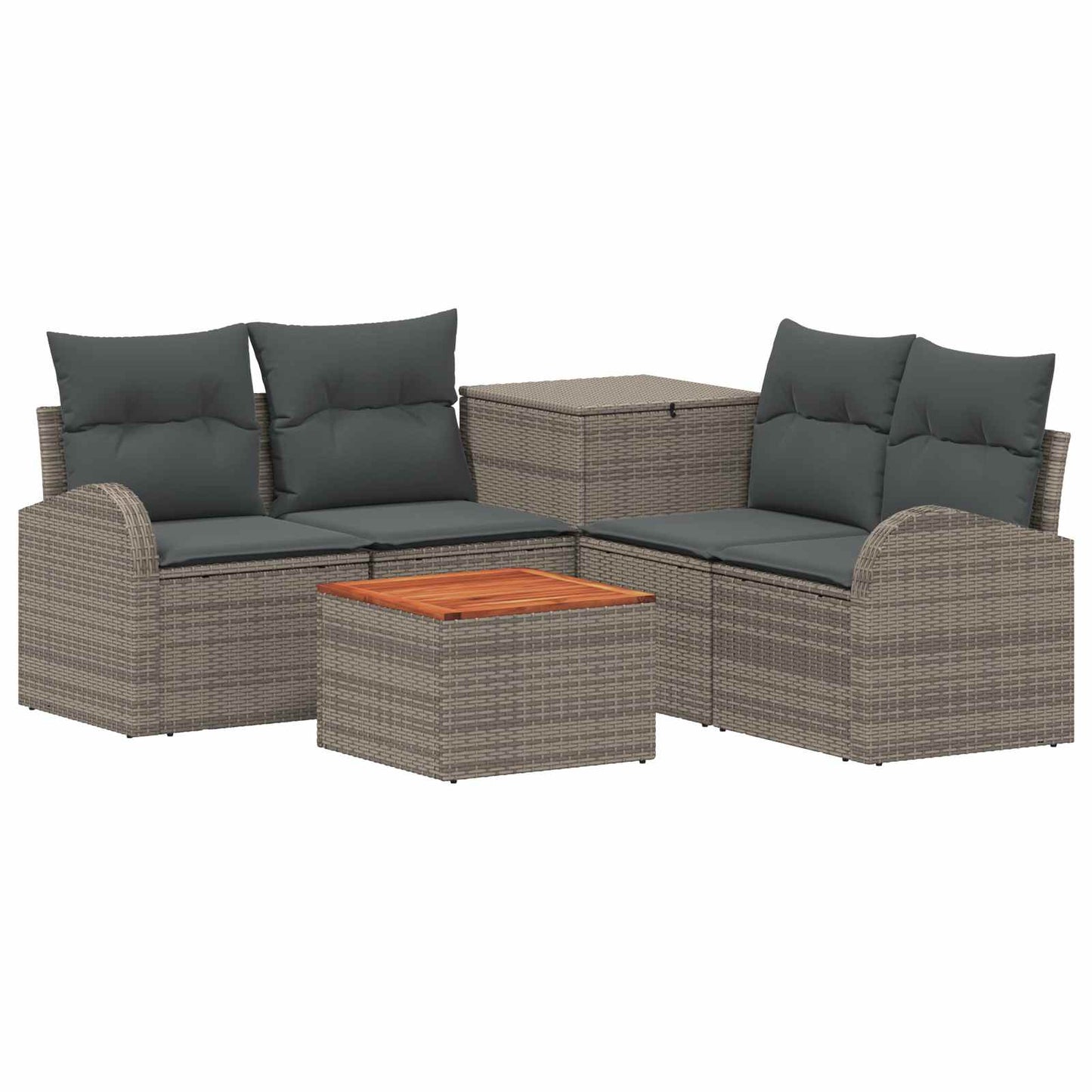 Sofa Set 6 stk. Grau und Dunkelgrau Polyrattan und Stahl