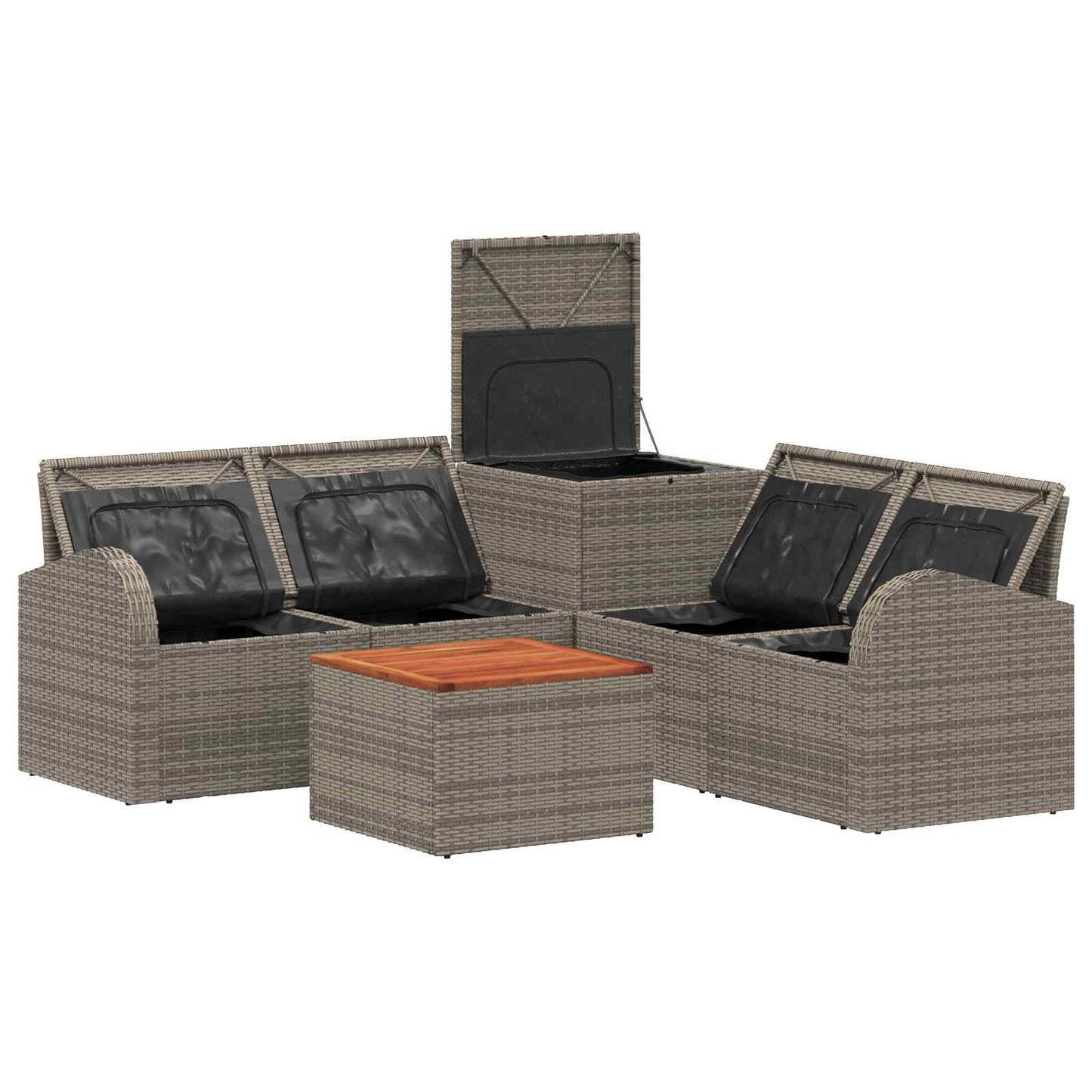 Sofa Set 6 stk. Grau und Dunkelgrau Polyrattan und Stahl
