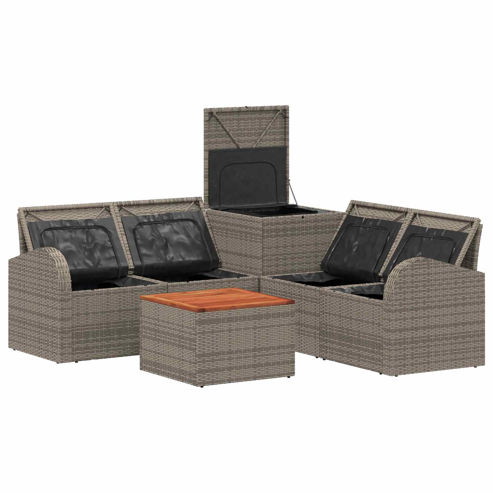Sofa Set 6 stk. Grau und Dunkelgrau Polyrattan und Stahl