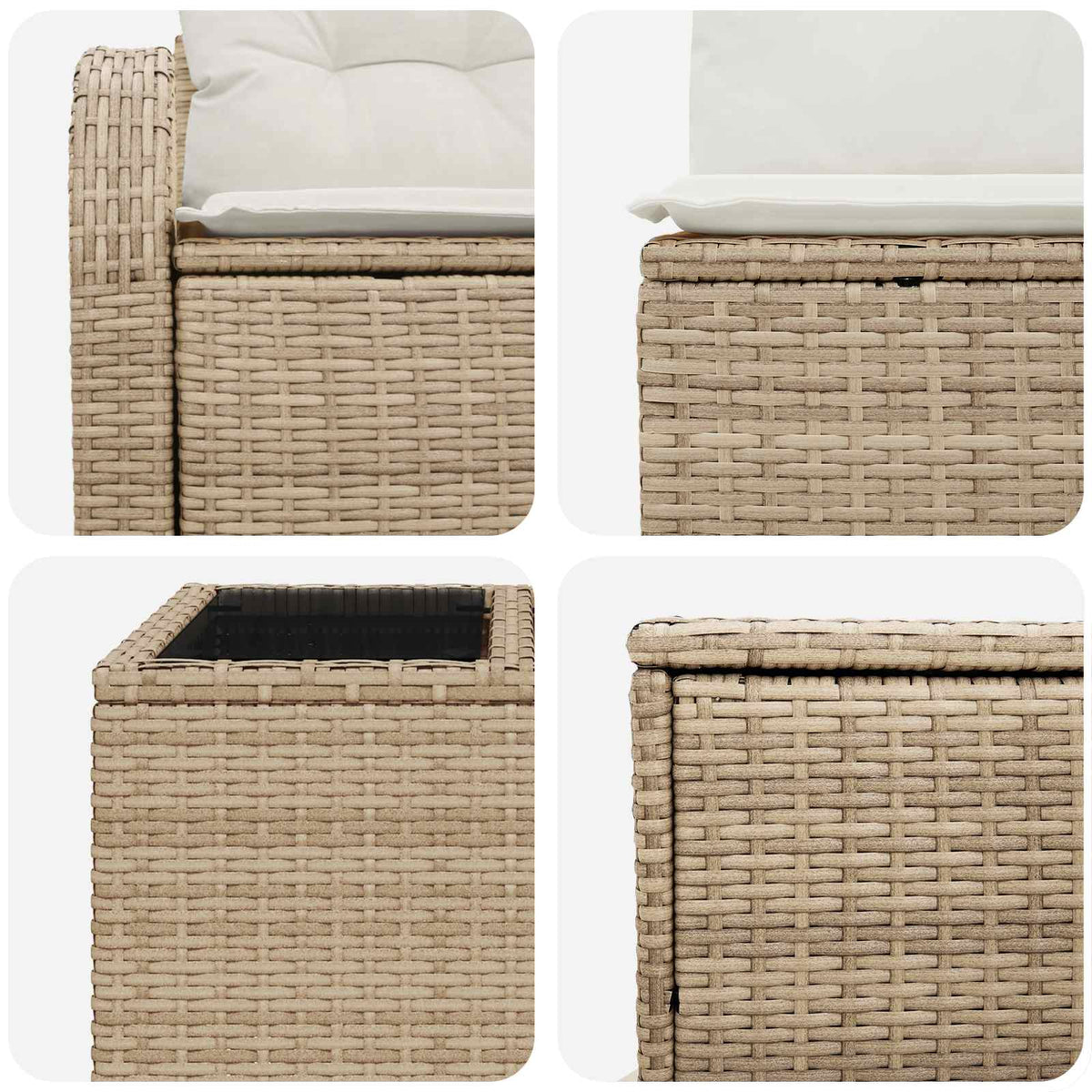Sofa Set 6 stk. Beige und Cremeweiß 55 x 55 x 37 cm