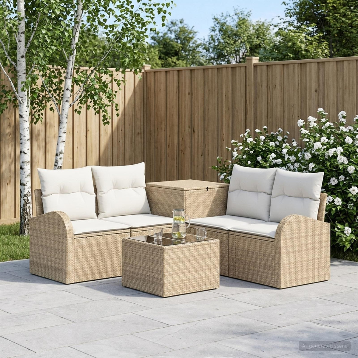 Sofa Set 6 stk. Beige und Cremeweiß 55 x 55 x 37 cm