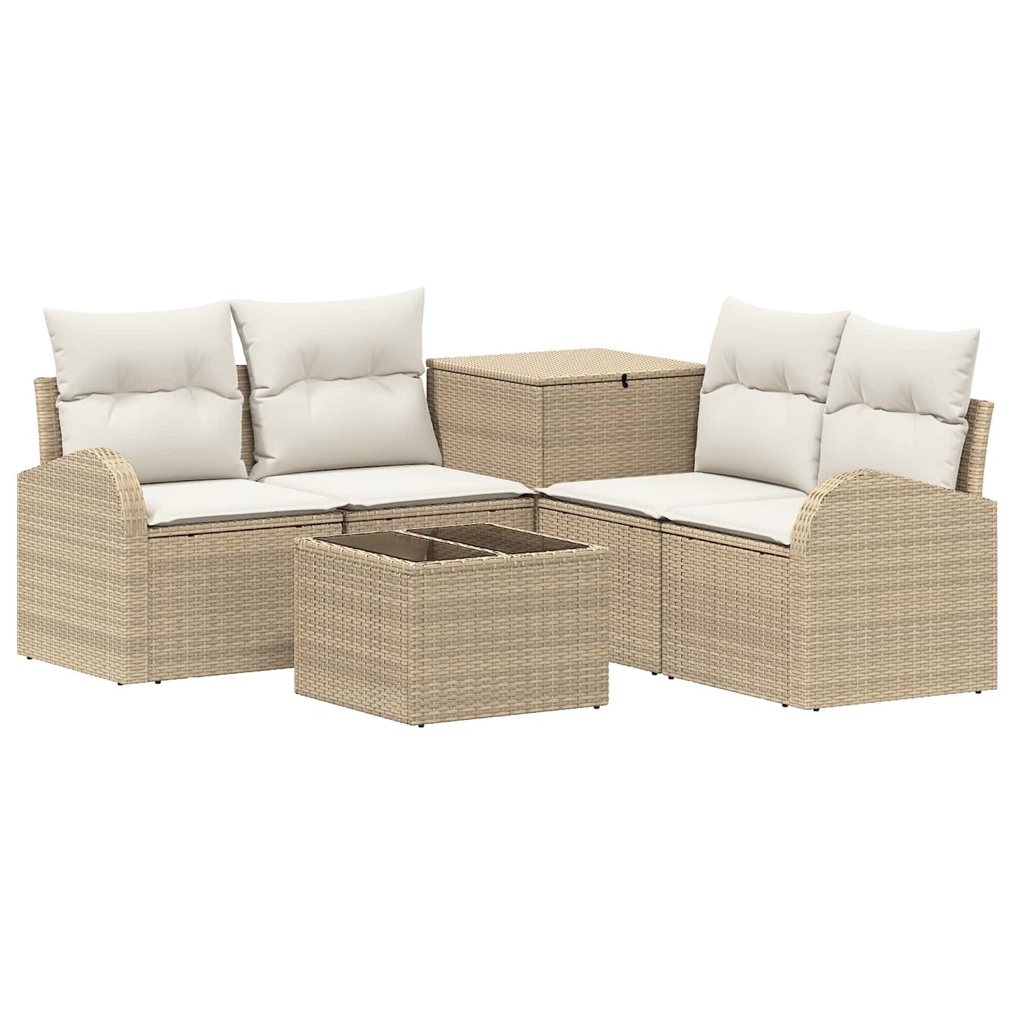 Sofa Set 6 stk. Beige und Cremeweiß Polyrattan und Stahl
