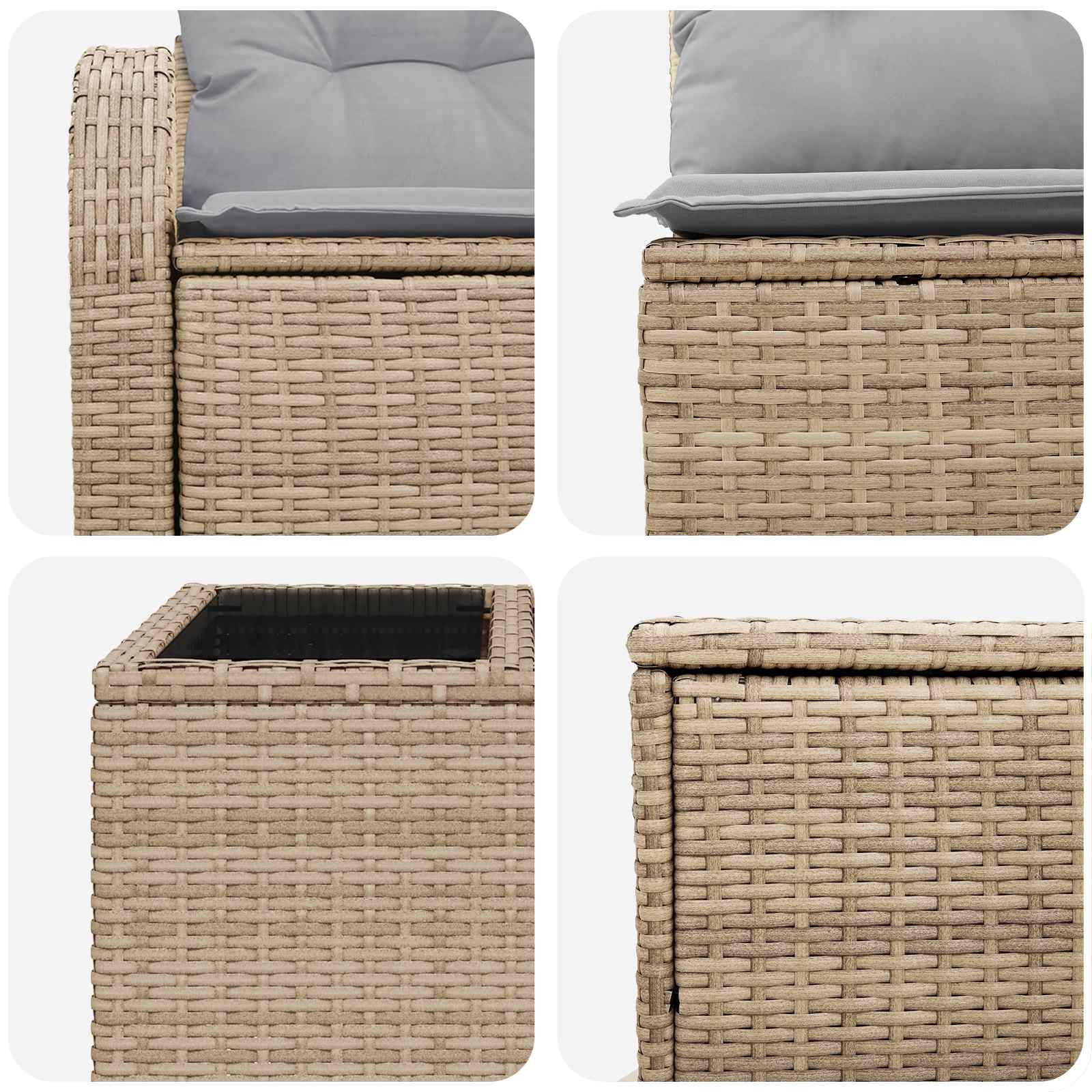 Sofa Set 6 stk. Beige und Hellgrau Polyrattan und Stahl