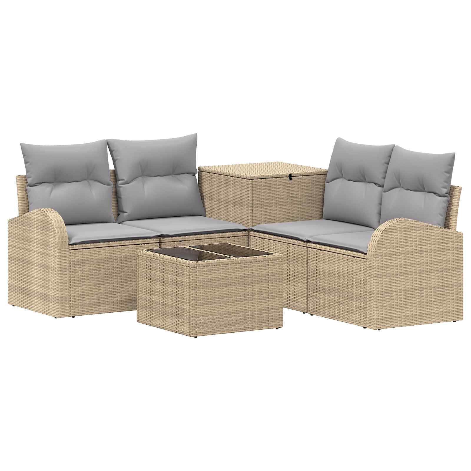 Sofa Set 6 stk. Beige und Hellgrau Polyrattan und Stahl