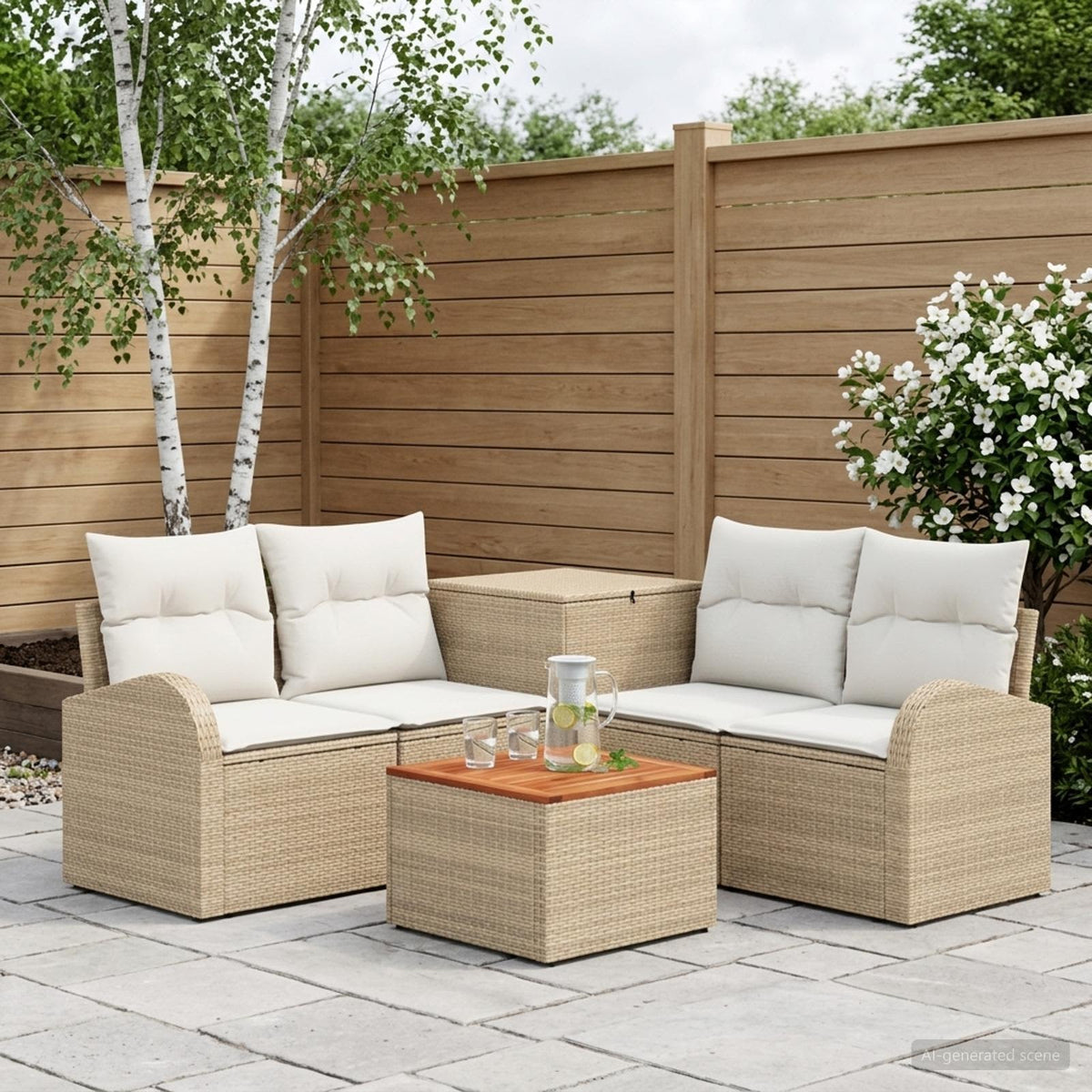 Sofa Set 6 stk. Beige und Cremeweiß 55 x 55 x 37 cm
