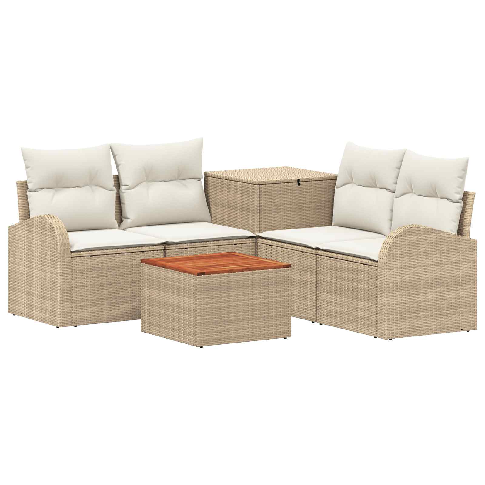Sofa Set 6 stk. Beige und Cremeweiß Polyrattan und Stahl