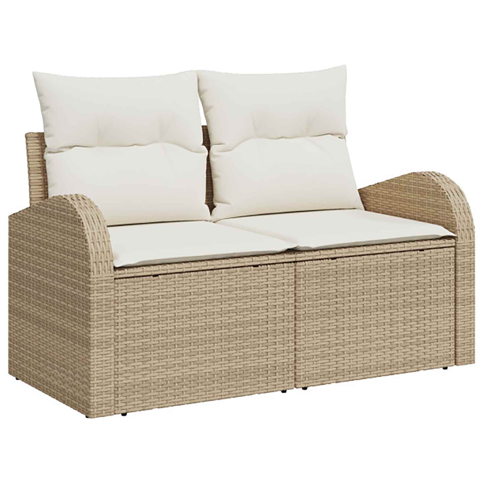 Sofa Set 6 stk. Beige und Cremeweiß Polyrattan und Stahl