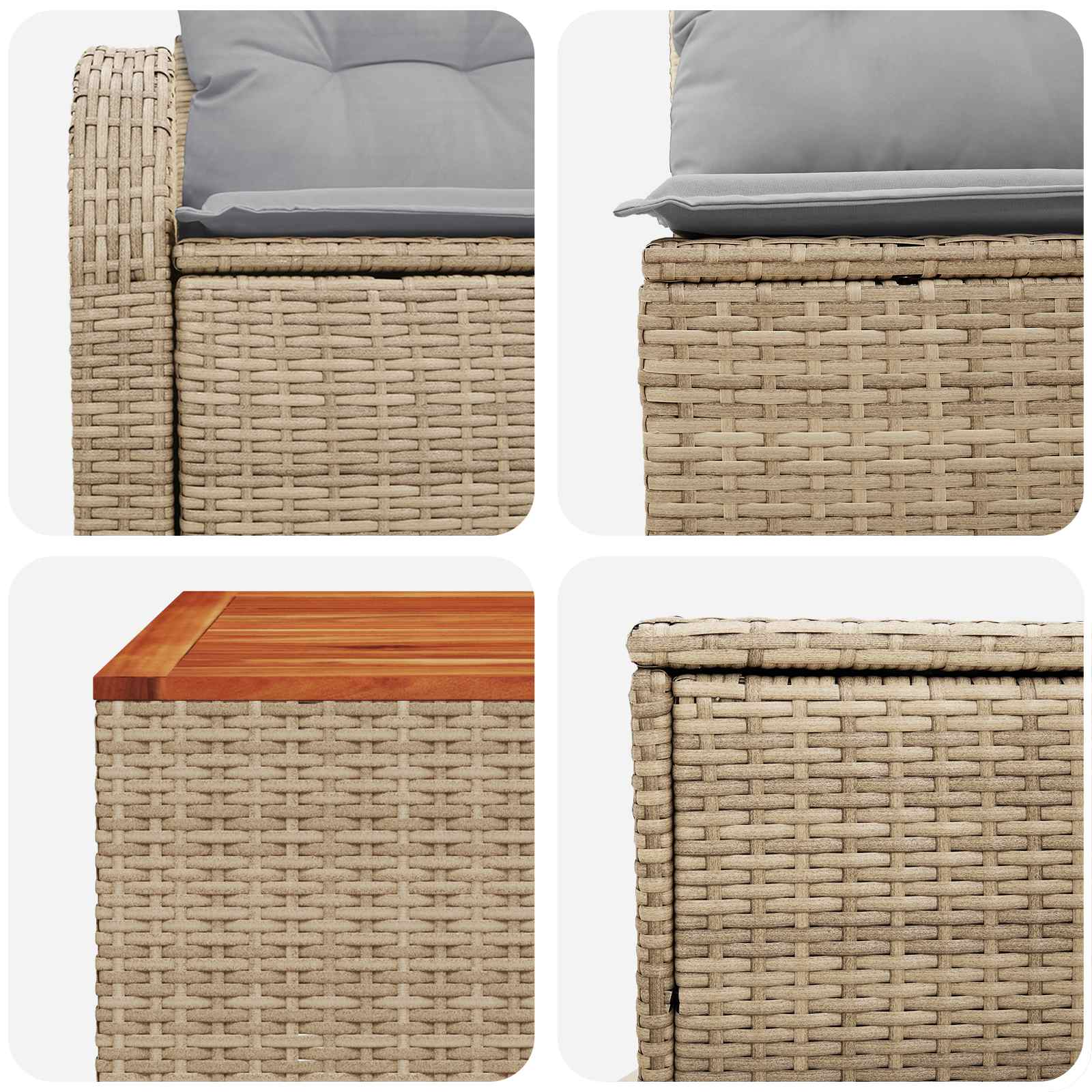 Sofa Set 6 stk. Beige und Hellgrau Polyrattan und Stahl