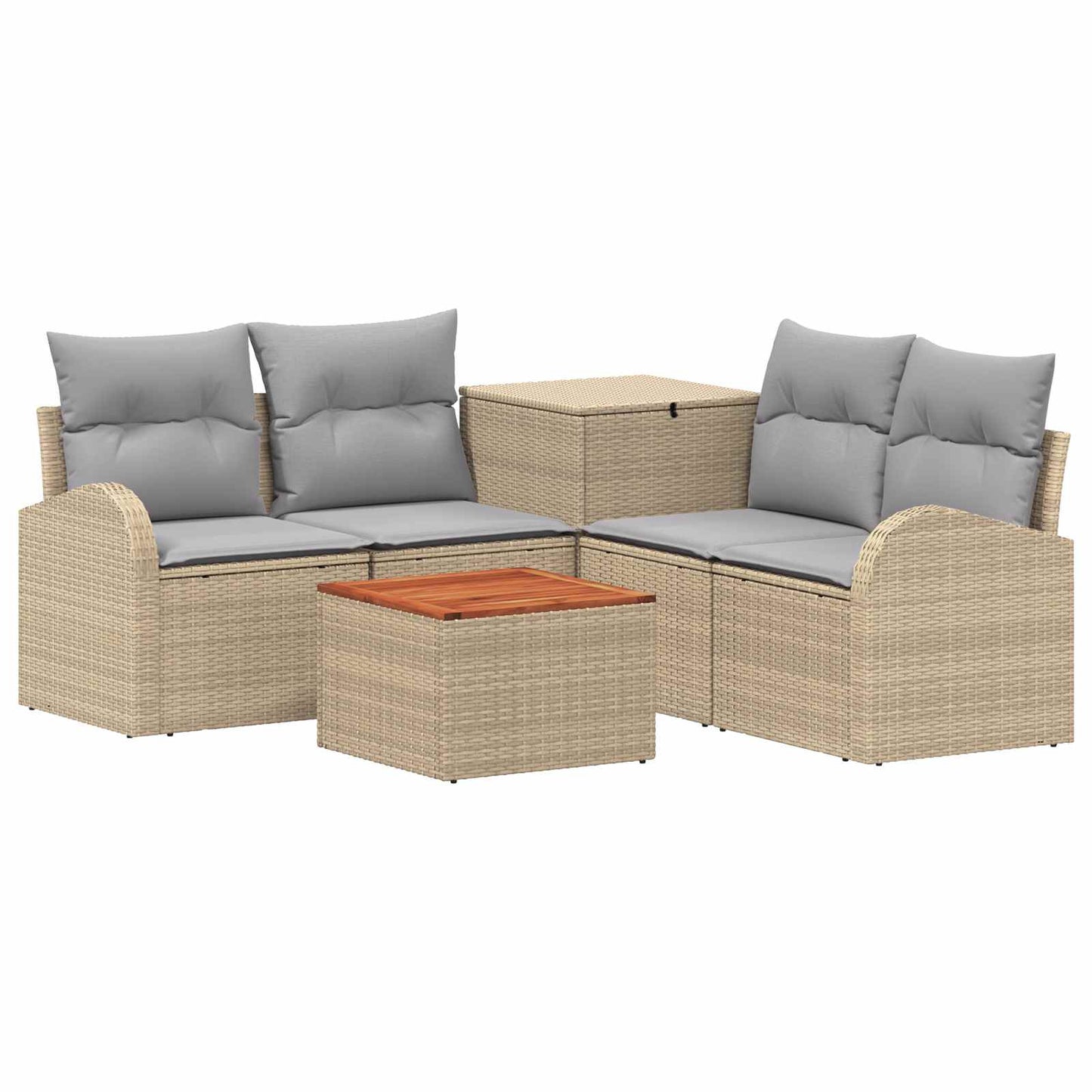 Sofa Set 6 stk. Beige und Hellgrau Polyrattan und Stahl