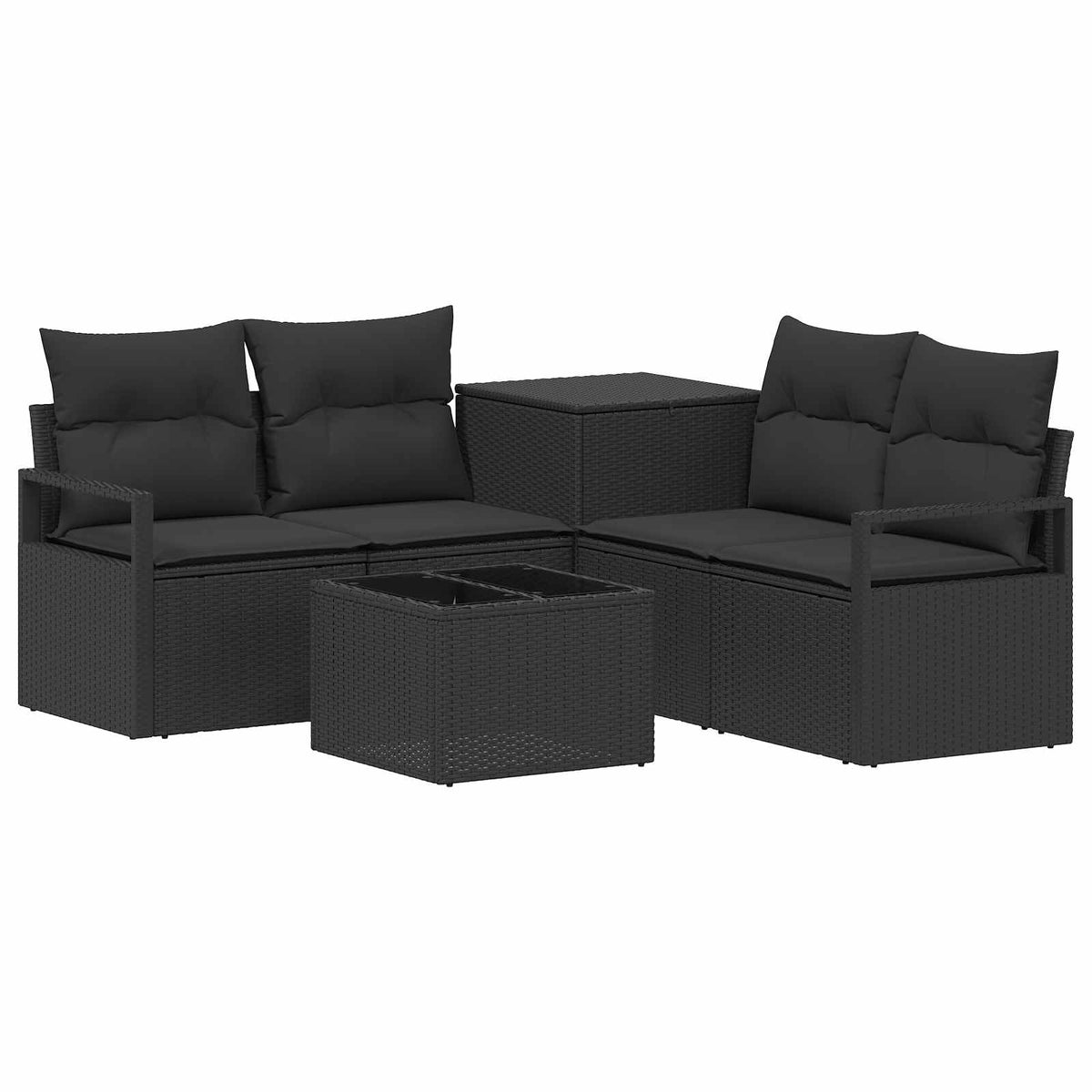Sofa Set 6 stk. Schwarz 55 x 55 x 37 cm Polyrattan und Stahl