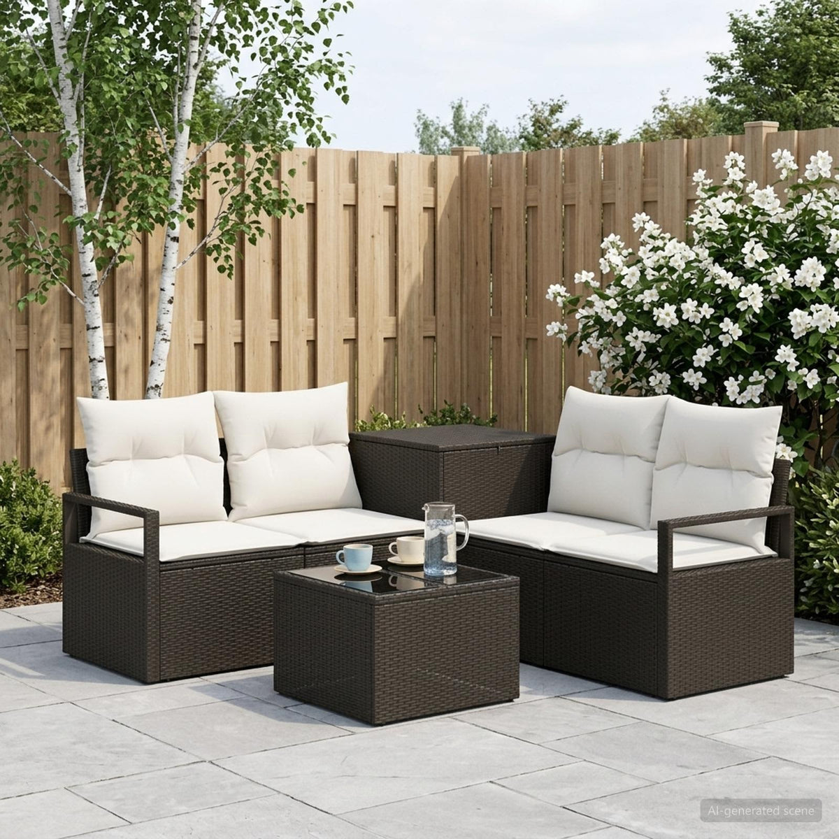 Sofa Set 6 stk. Schwarz und Cremeweiß 55 x 55 x 37 cm