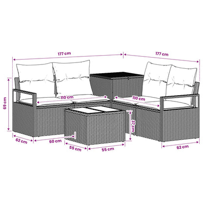 Sofa Set 6 stk. Schwarz und Cremeweiß 55 x 55 x 37 cm