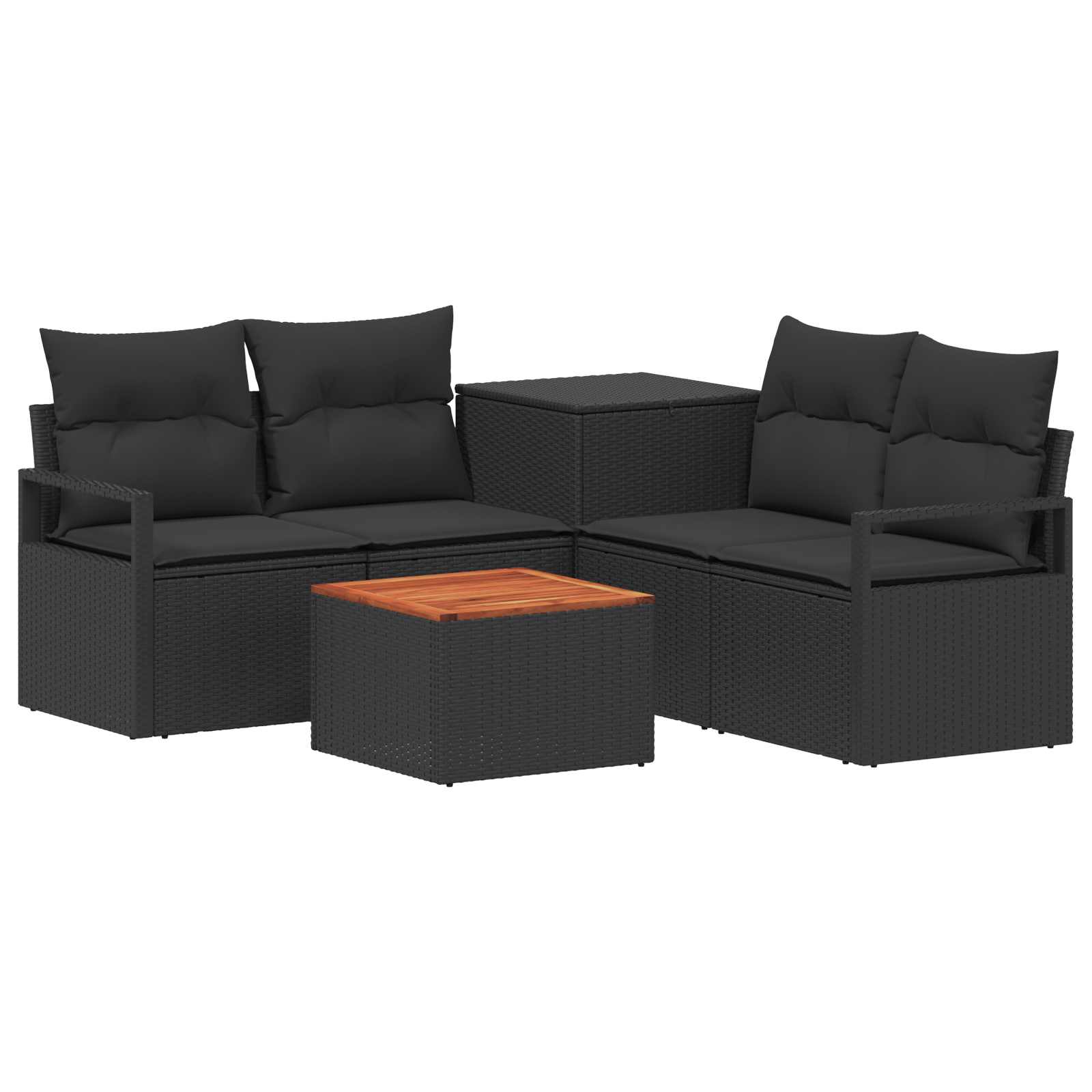 Sofa Set 6 stk. Schwarz Polyrattan und Stahl