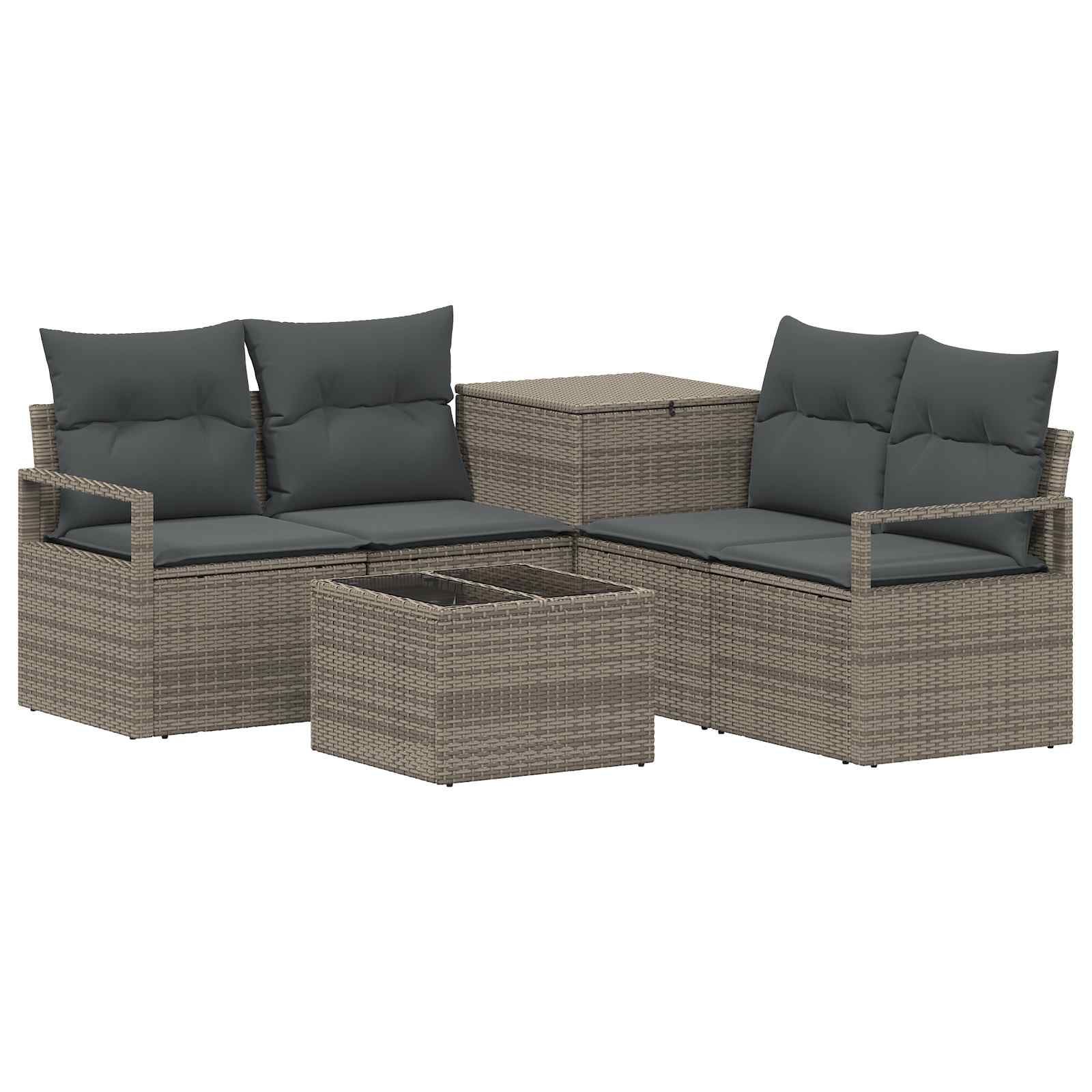 Sofa Set 6 stk. Grau und Dunkelgrau Polyrattan und Stahl