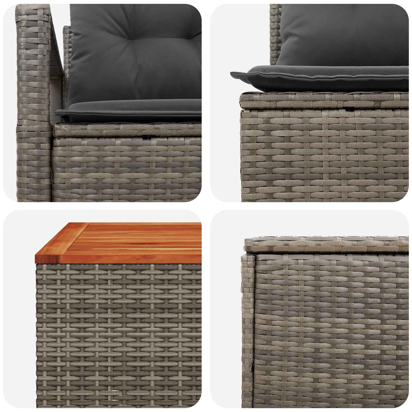 Sofa Set 6 stk. Grau und Dunkelgrau Polyrattan und Stahl