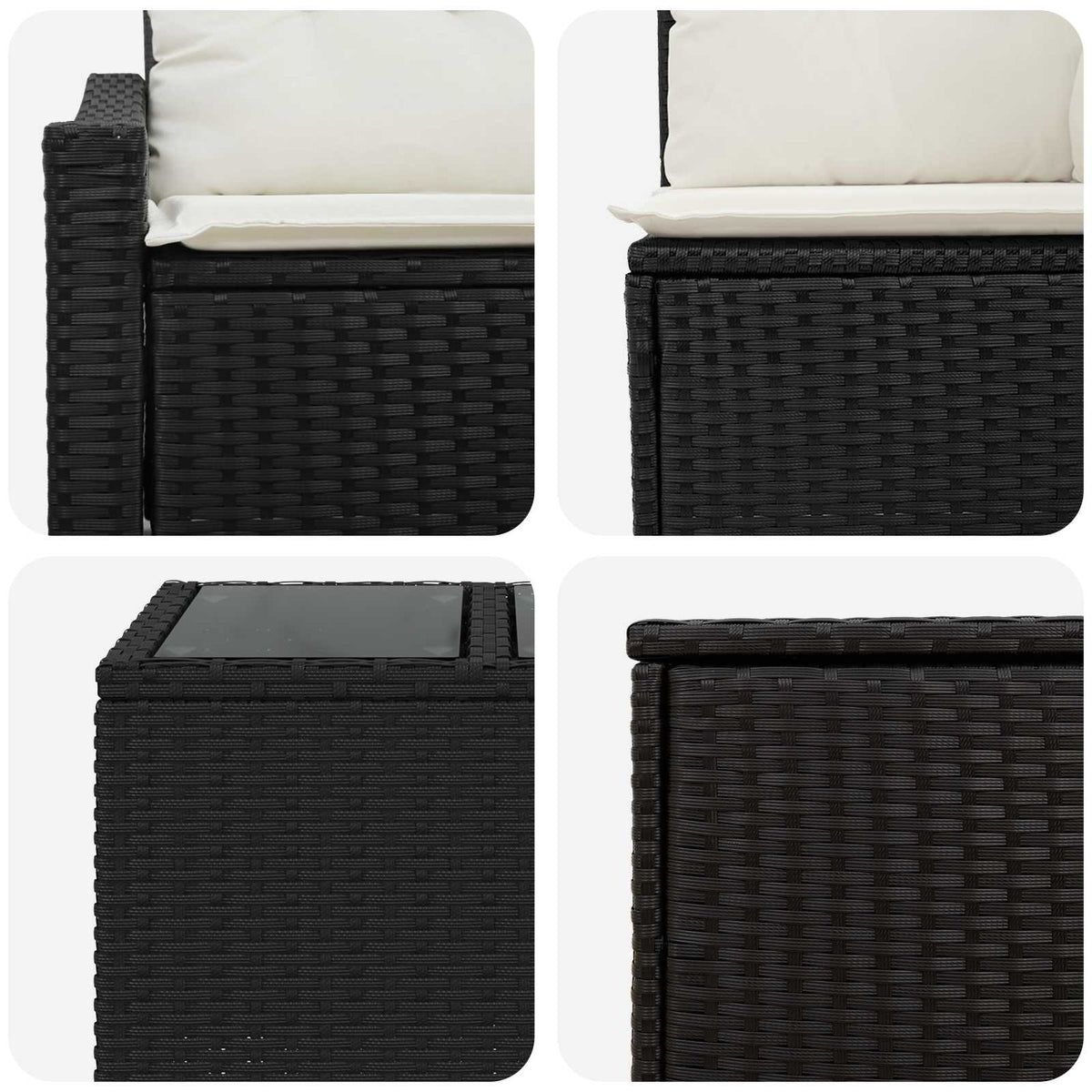 Sofa Set 6 stk. Schwarz und Cremeweiß 55 x 55 x 37 cm