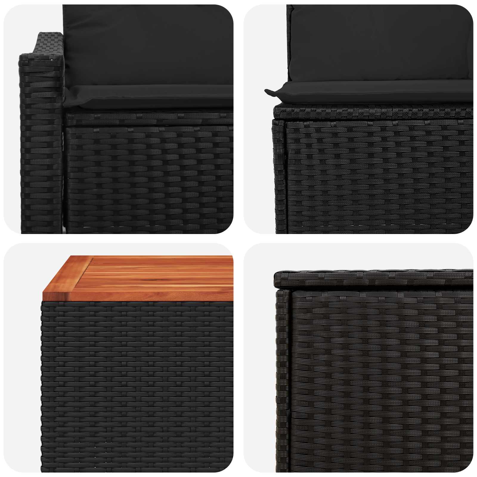 Sofa Set 6 stk. Schwarz Polyrattan und Stahl