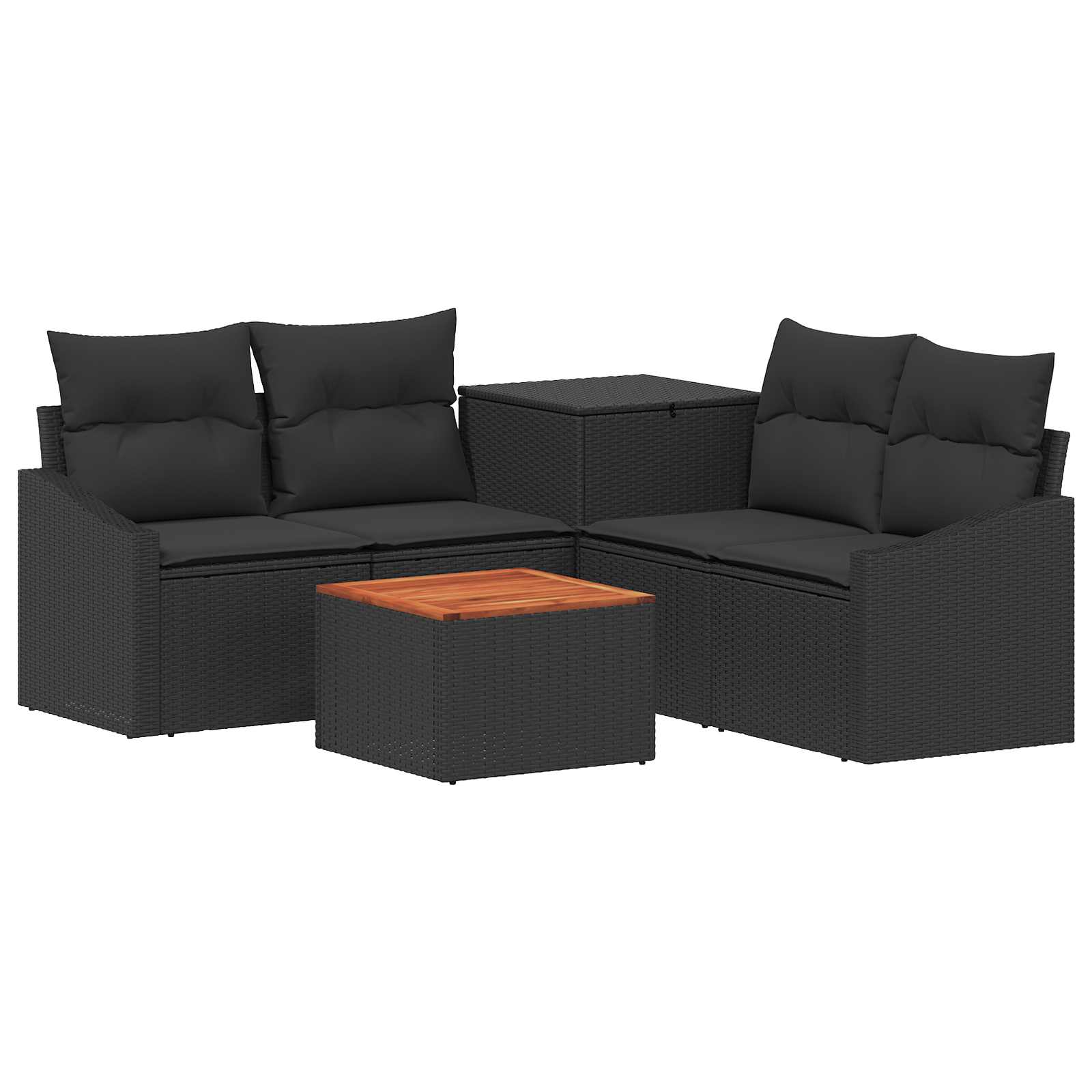 Sofa Set 6 stk. Schwarz Polyrattan und Stahl