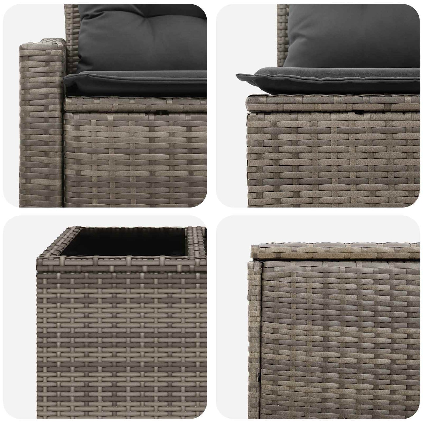 Sofa Set 6 stk. Grau und Dunkelgrau Polyrattan und Stahl