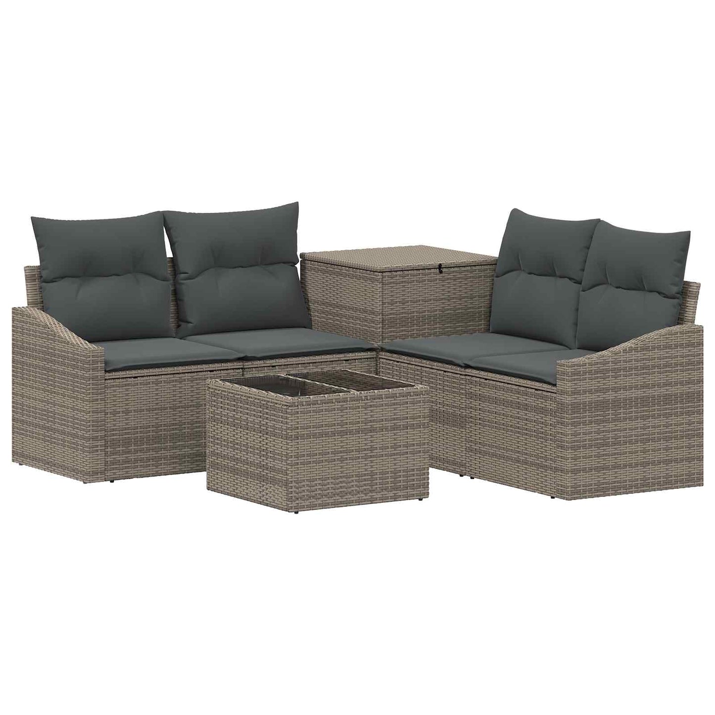 Sofa Set 6 stk. Grau und Dunkelgrau Polyrattan und Stahl