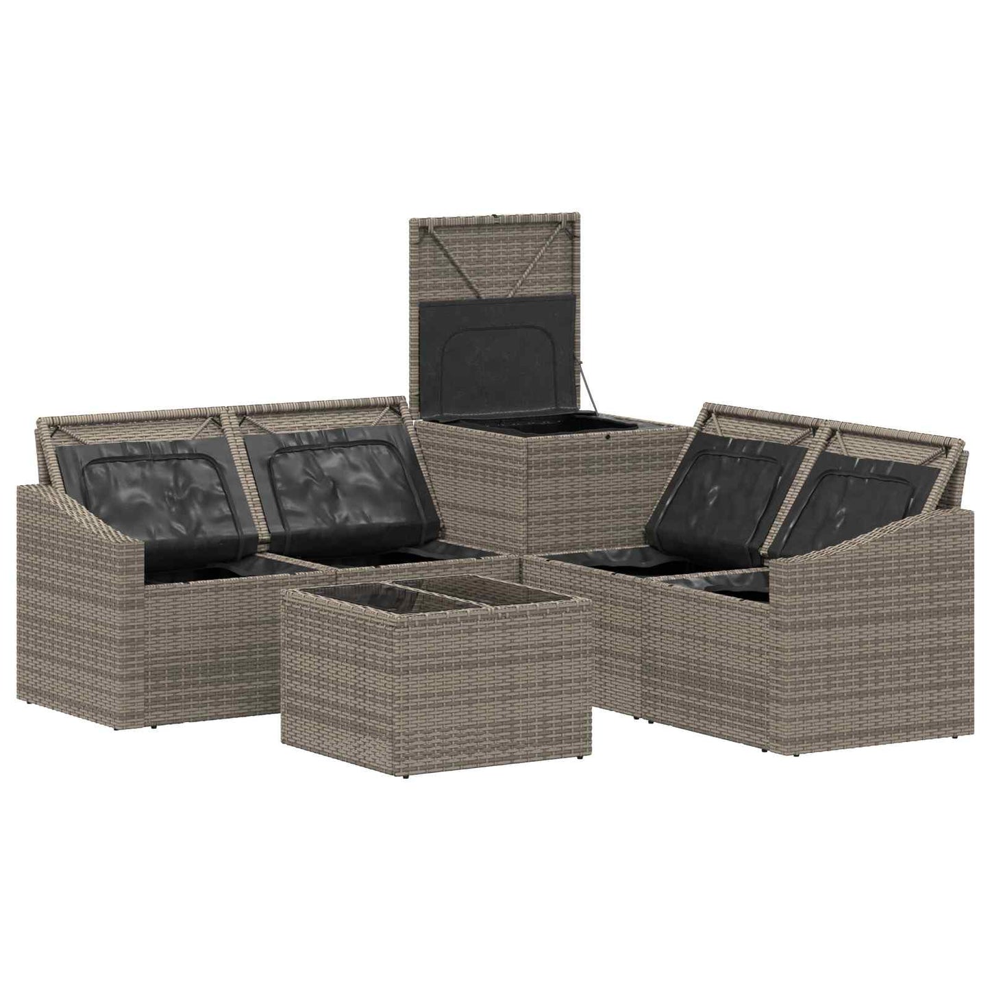 Sofa Set 6 stk. Grau und Dunkelgrau Polyrattan und Stahl