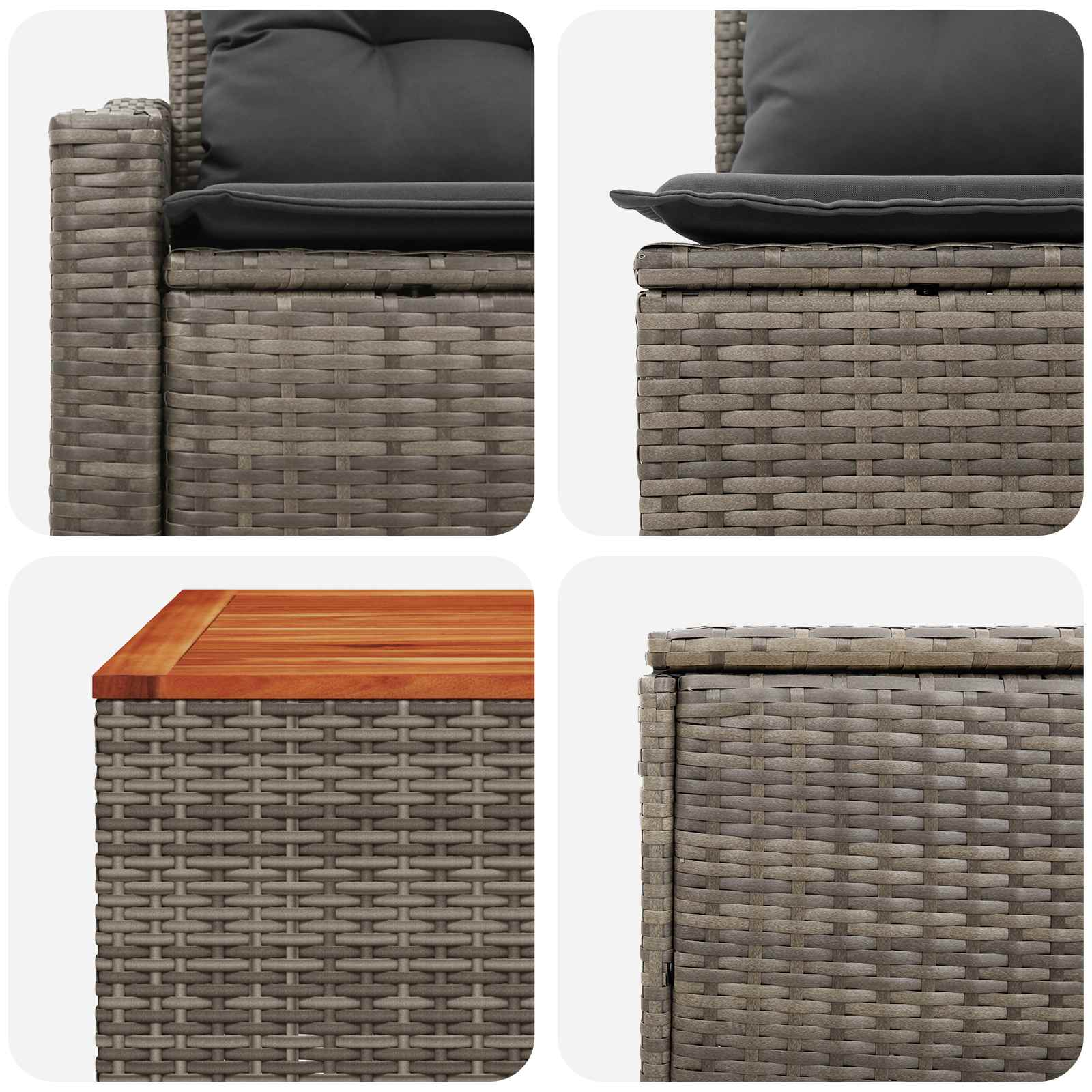 Sofa Set 6 stk. Grau und Dunkelgrau Polyrattan und Stahl
