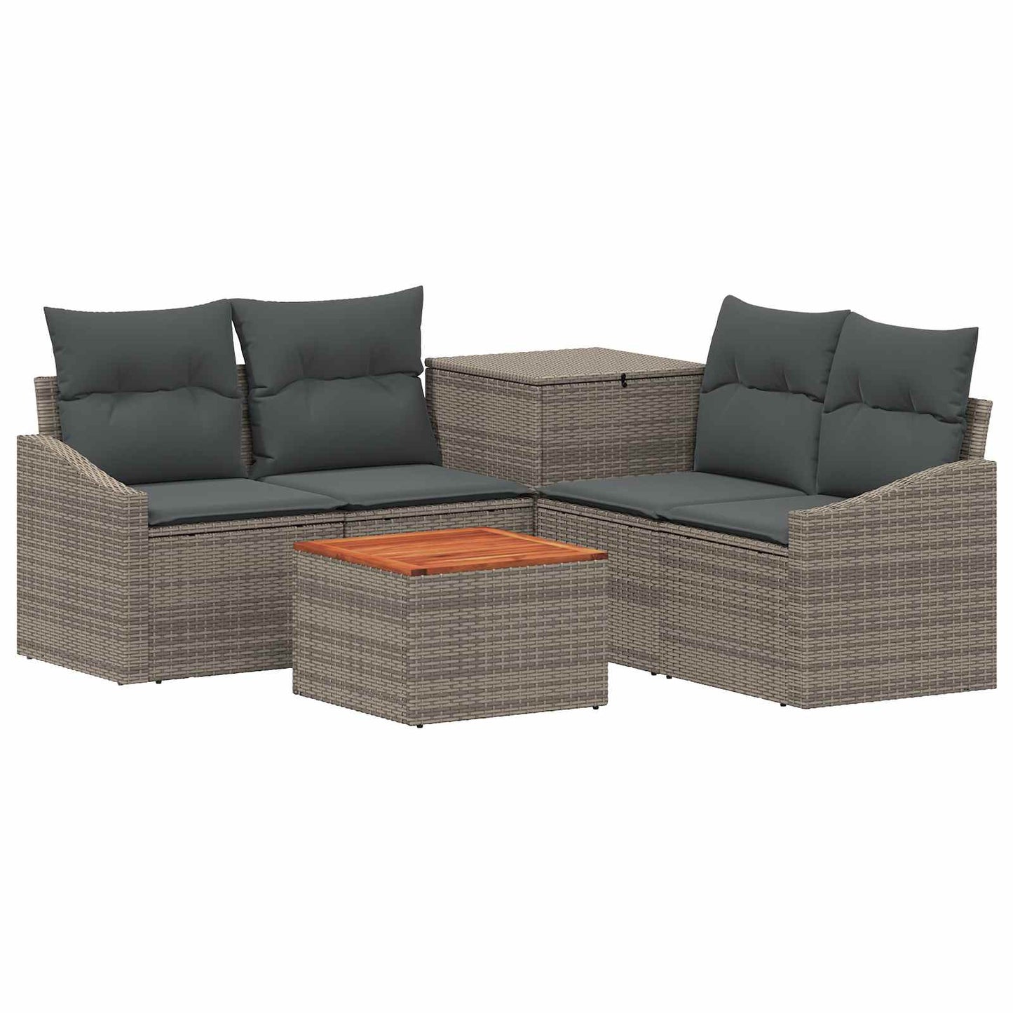 Sofa Set 6 stk. Grau und Dunkelgrau Polyrattan und Stahl