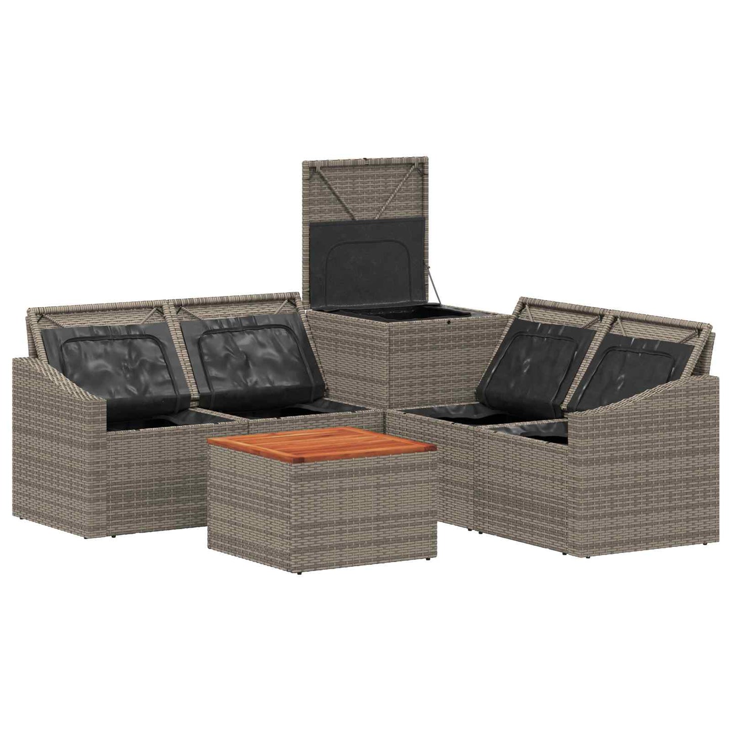 Sofa Set 6 stk. Grau und Dunkelgrau Polyrattan und Stahl