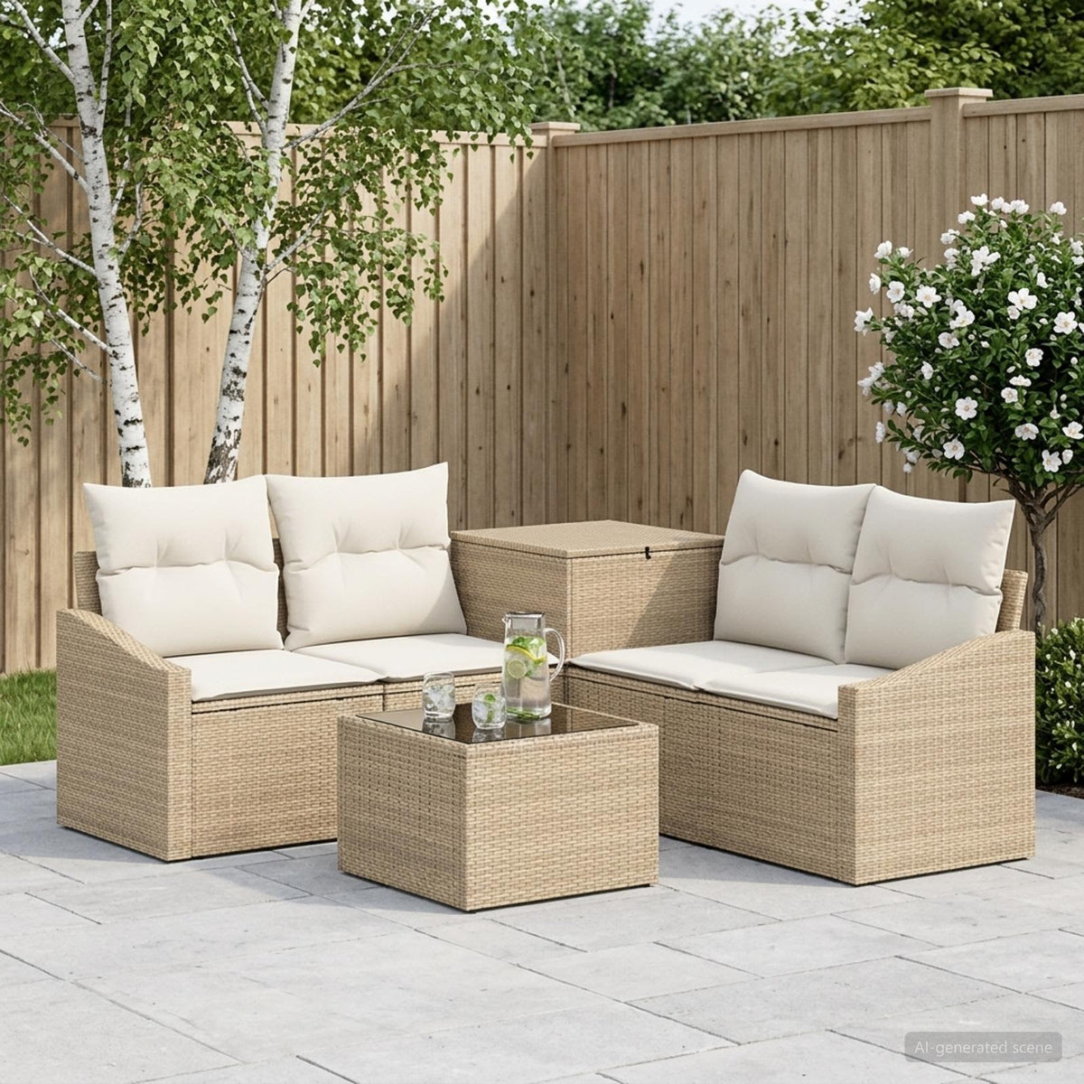 Sofa Set 6 stk. Beige und Cremeweiß 55 x 55 x 37 cm