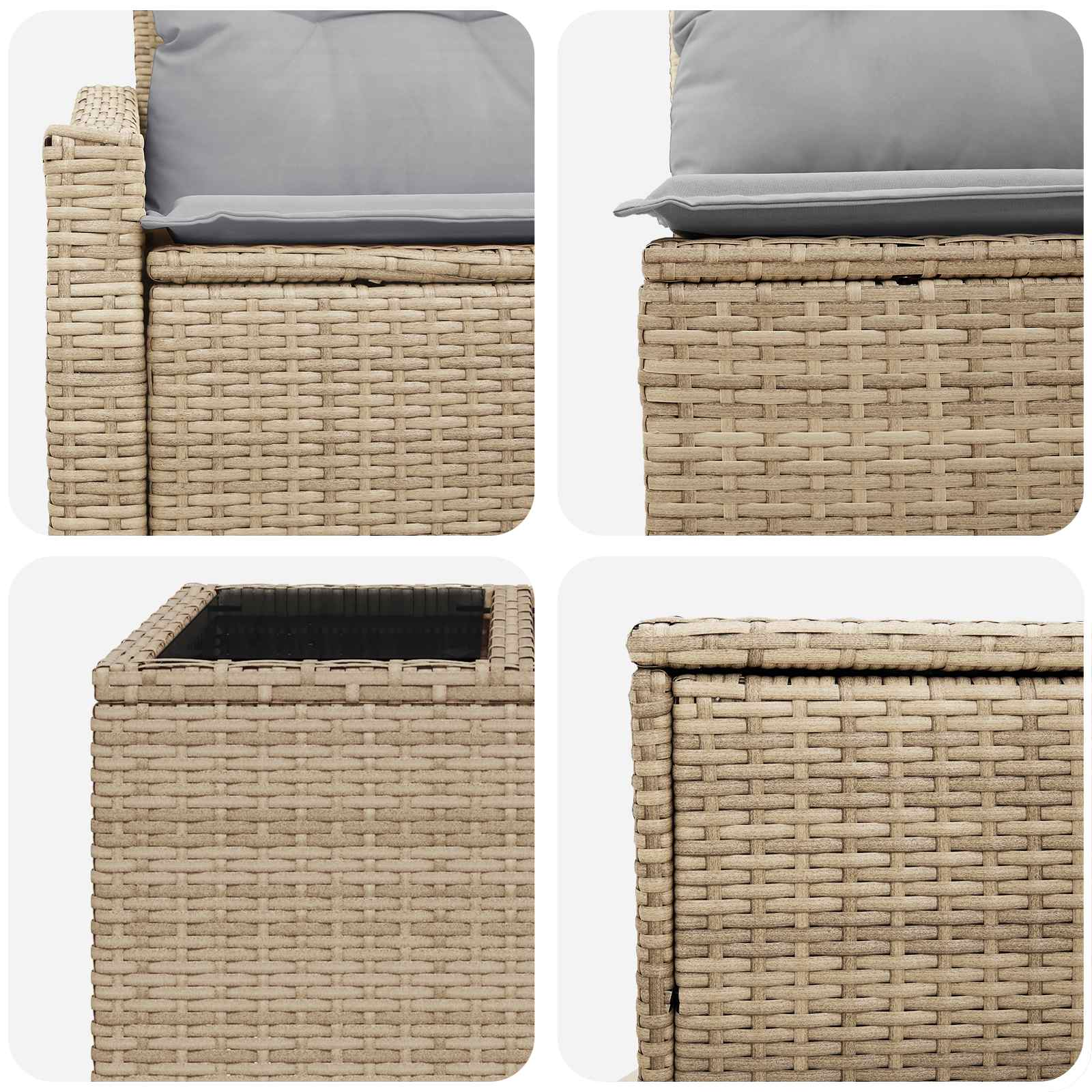 Sofa Set 6 stk. Beige und Hellgrau Polyrattan und Stahl