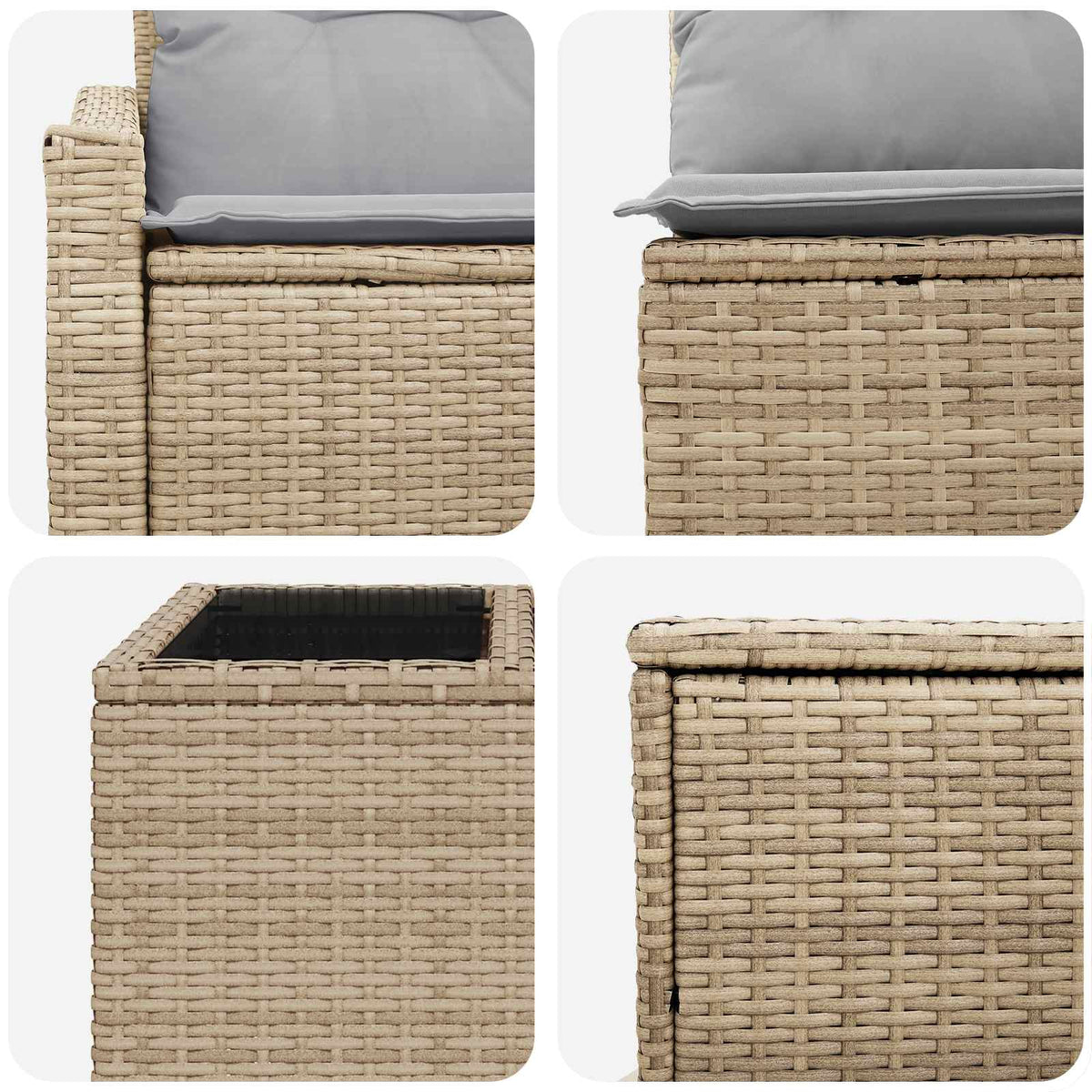 Sofa Set 6 stk. Beige und Hellgrau 55 x 55 x 37 cm