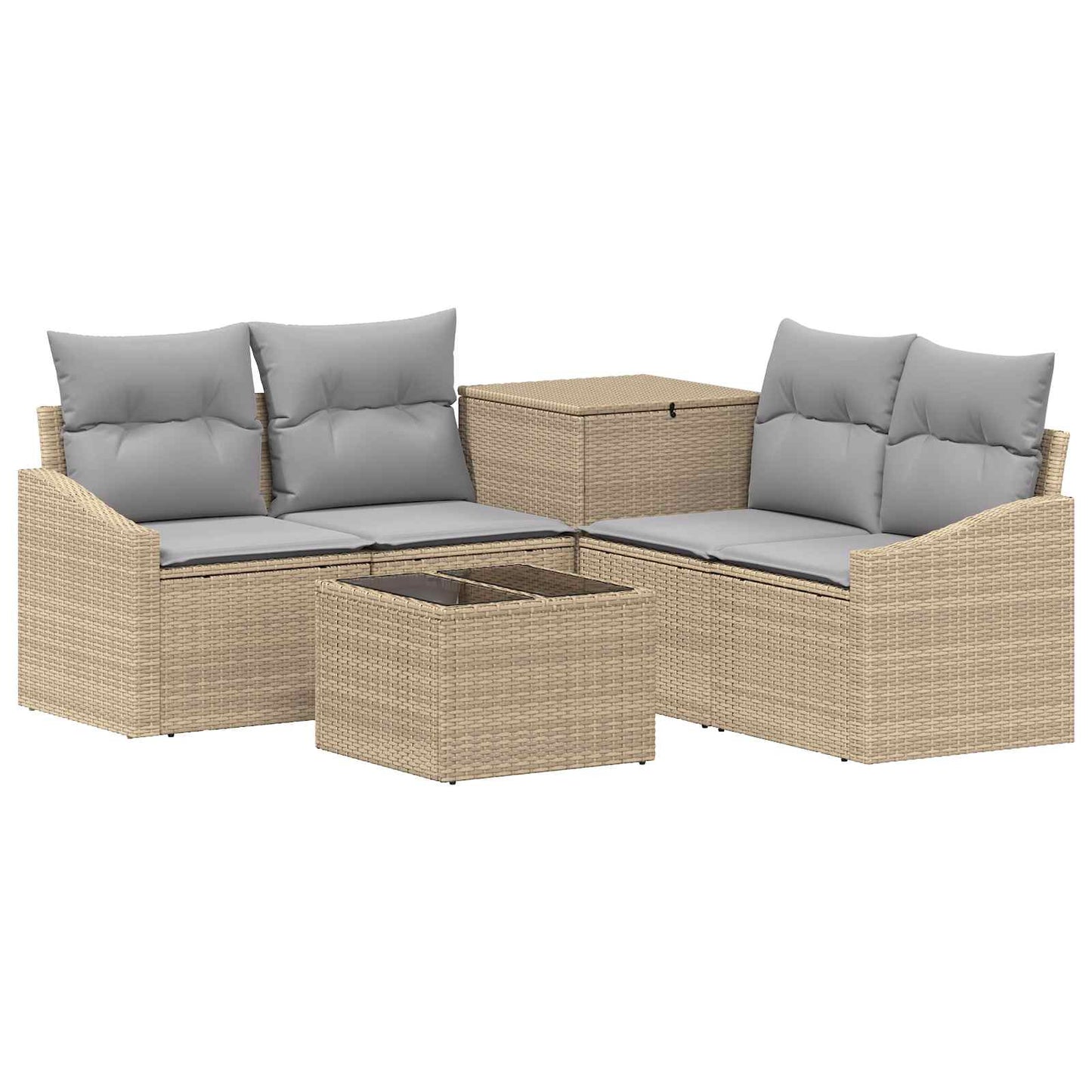 Sofa Set 6 stk. Beige und Hellgrau Polyrattan und Stahl