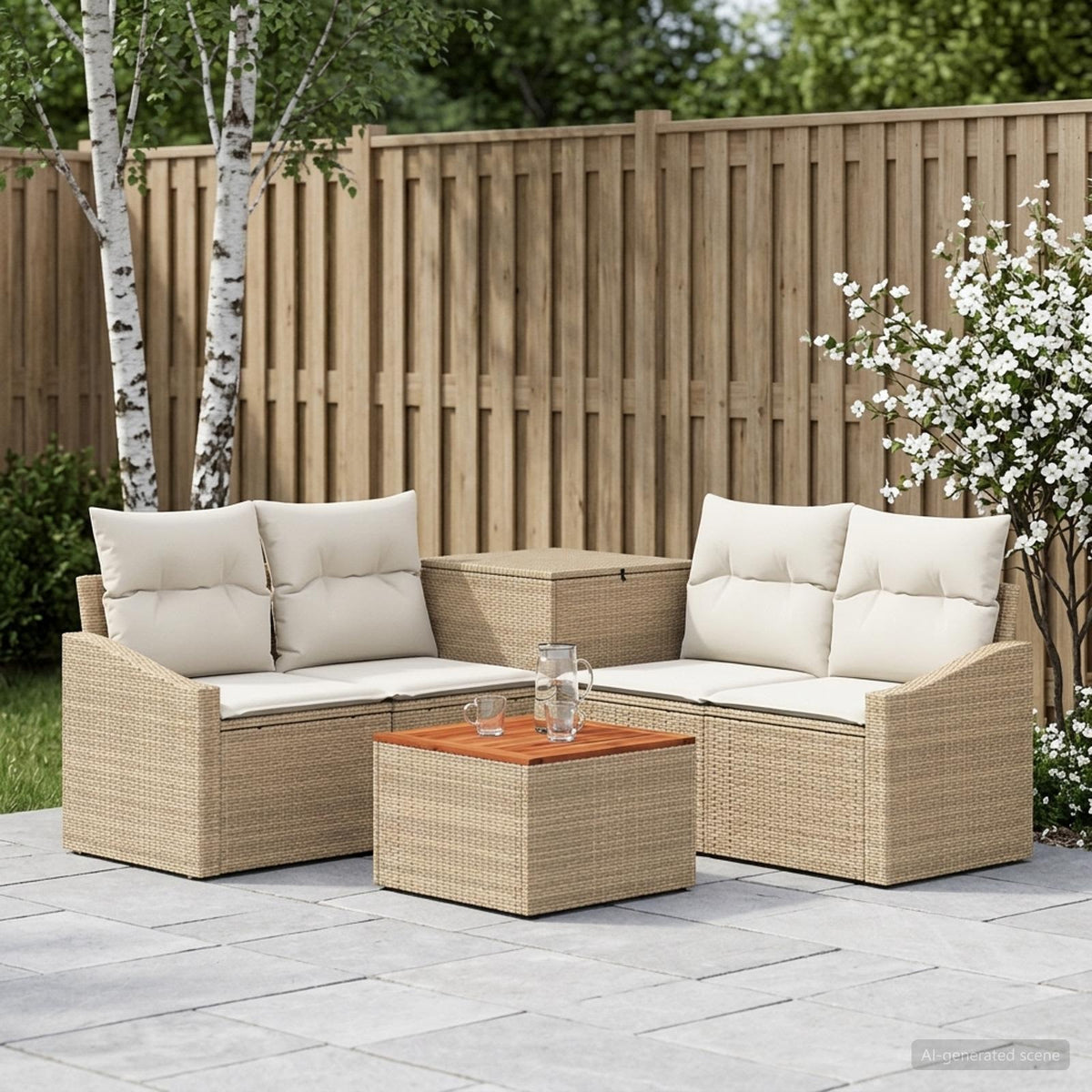 Sofa Set 6 stk. Beige und Cremeweiß 55 x 55 x 37 cm