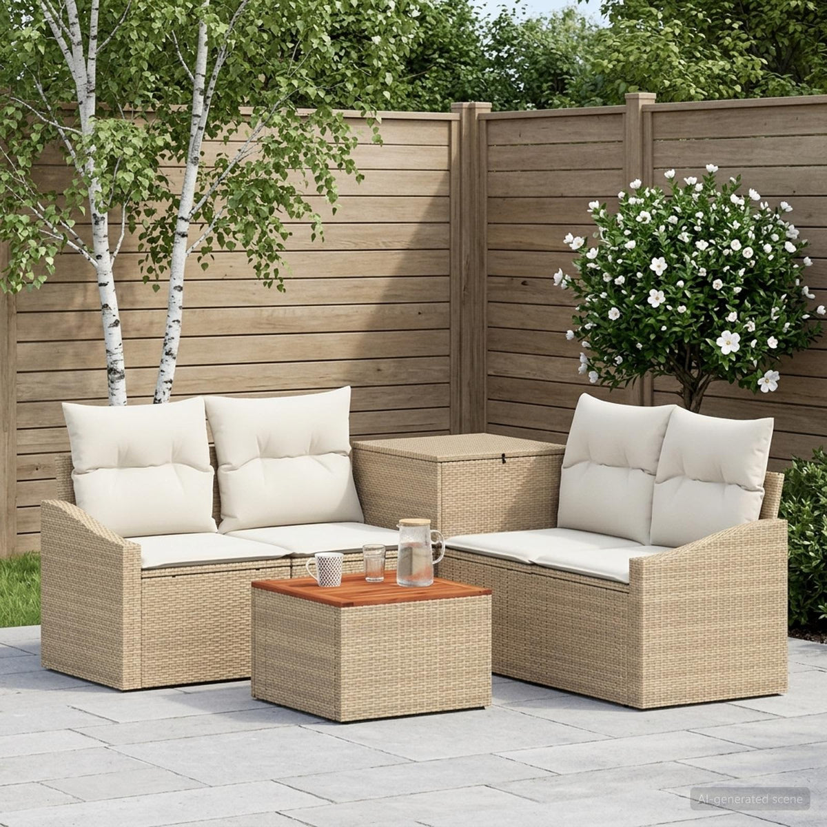 Sofa Set 6 stk. Beige und Cremeweiß 55 x 55 x 37 cm