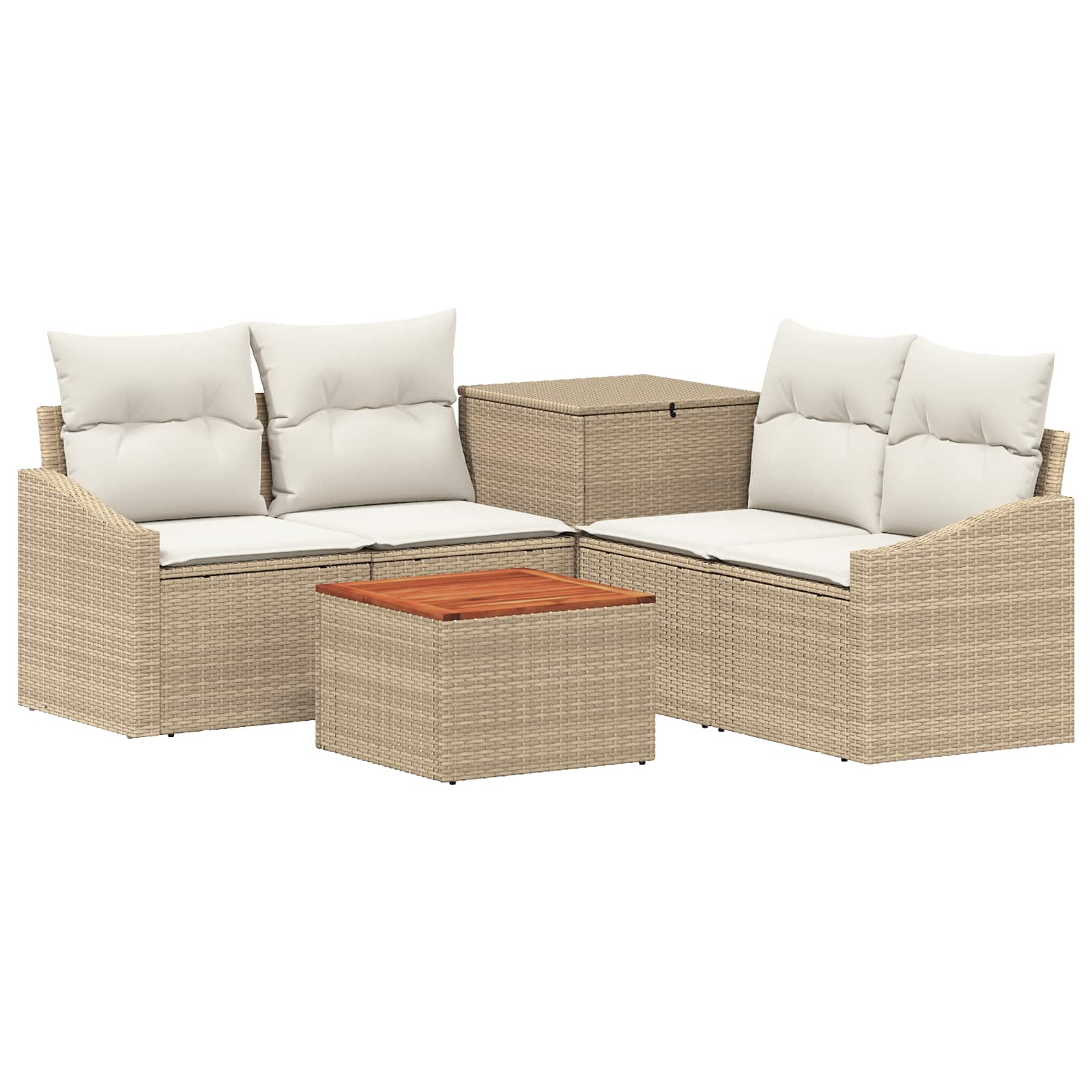 Sofa Set 6 stk. Beige und Cremeweiß Polyrattan und Stahl