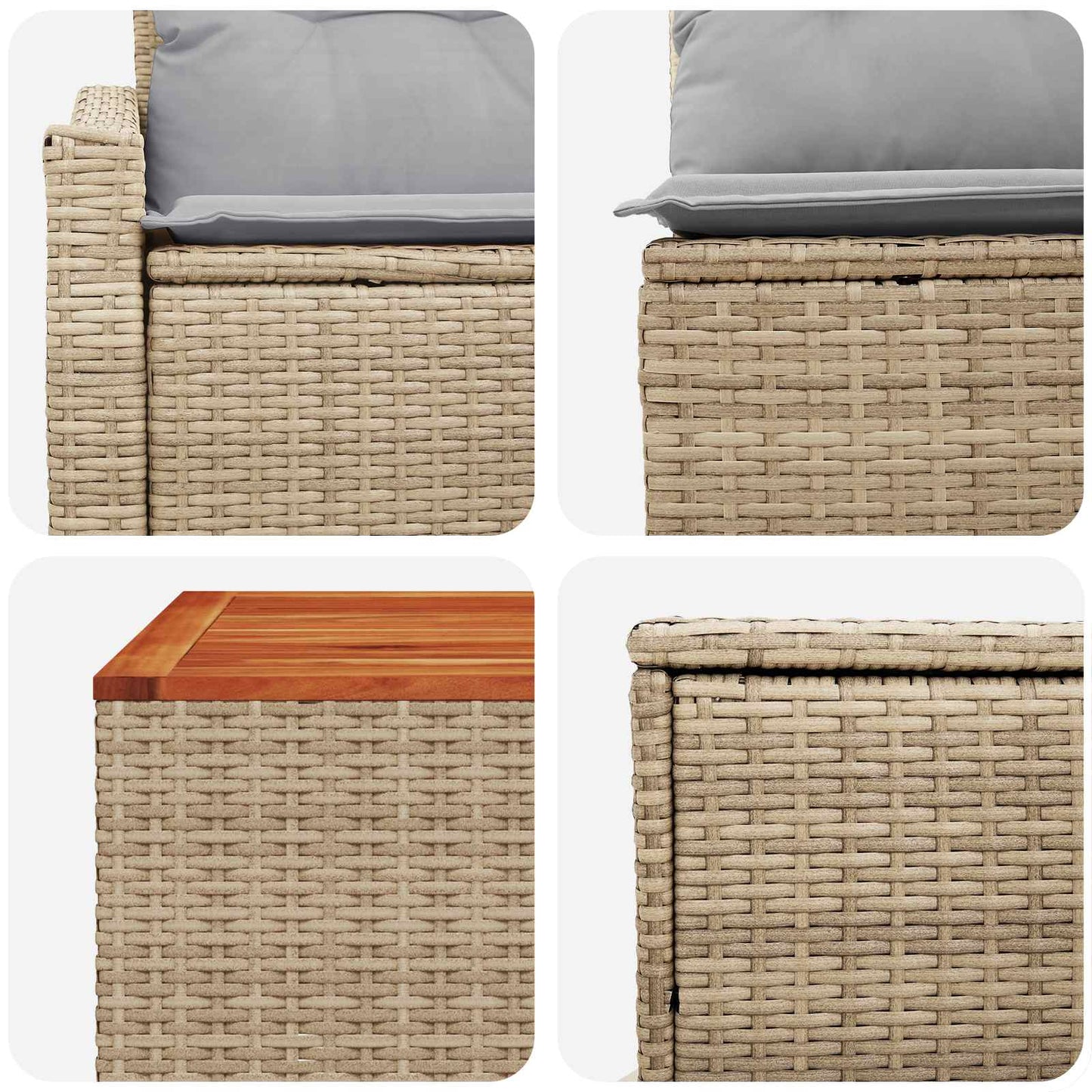 Sofa Set 6 stk. Beige und Hellgrau Polyrattan und Stahl