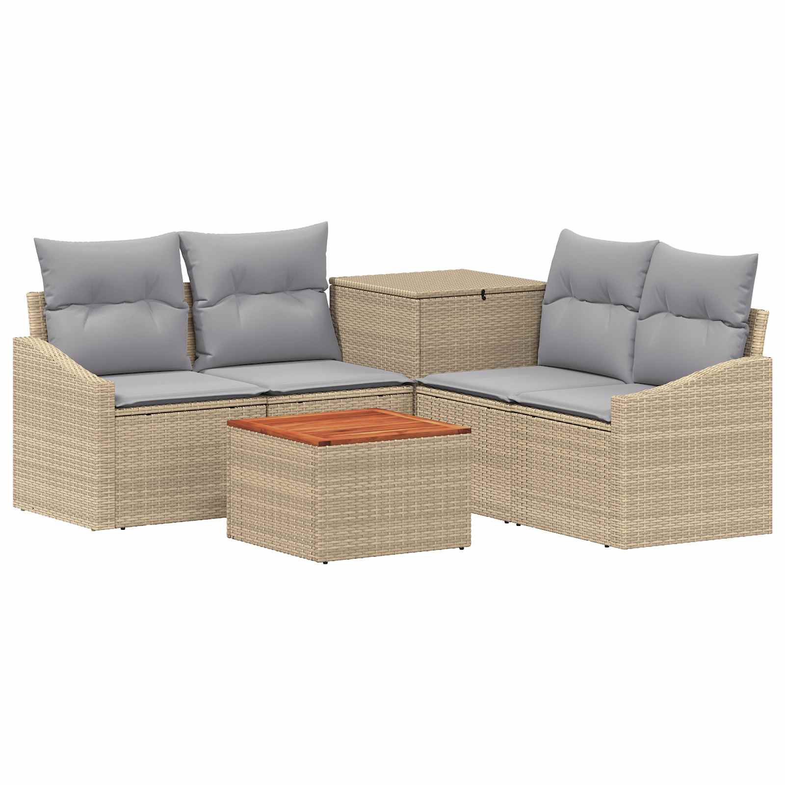 Sofa Set 6 stk. Beige und Hellgrau Polyrattan und Stahl