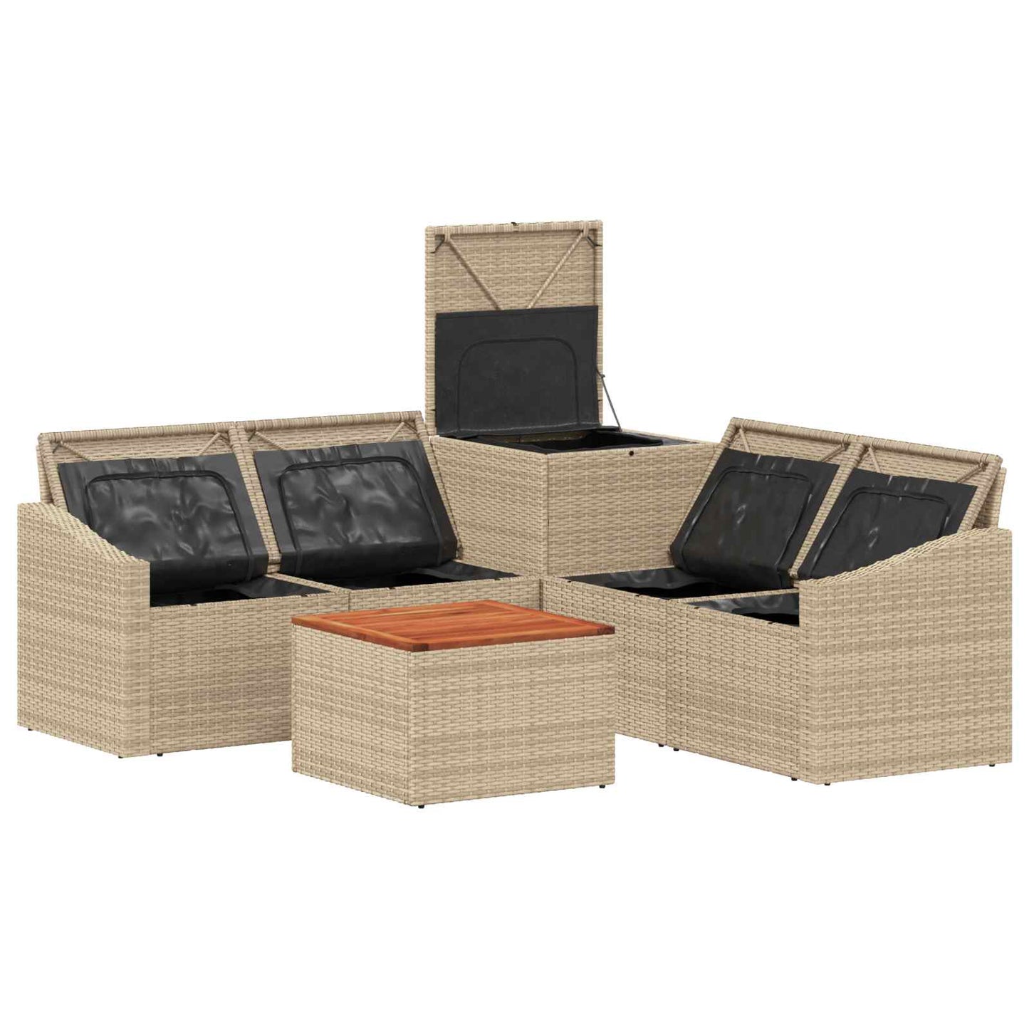 Sofa Set 6 stk. Beige und Hellgrau Polyrattan und Stahl