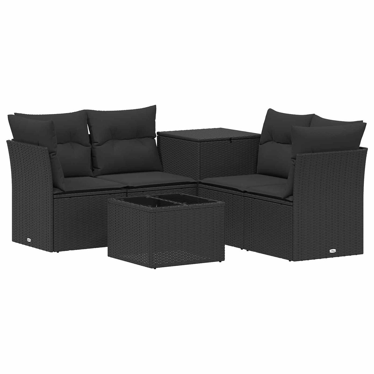 Sofa Set 6 stk. Schwarz 55 x 55 x 37 cm Polyrattan und Stahl