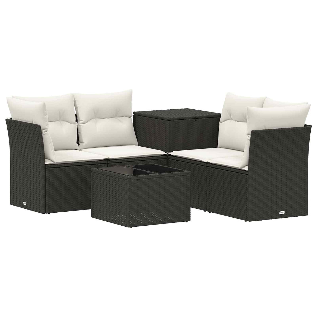 Sofa Set 6 stk. Schwarz und Cremeweiß 55 x 55 x 37 cm