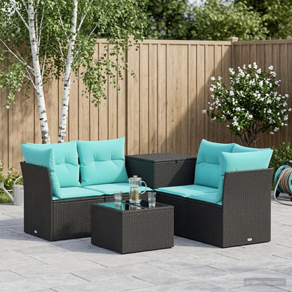 Sofa Set 6 stk. Schwarz und Blau 55 x 55 x 37 cm