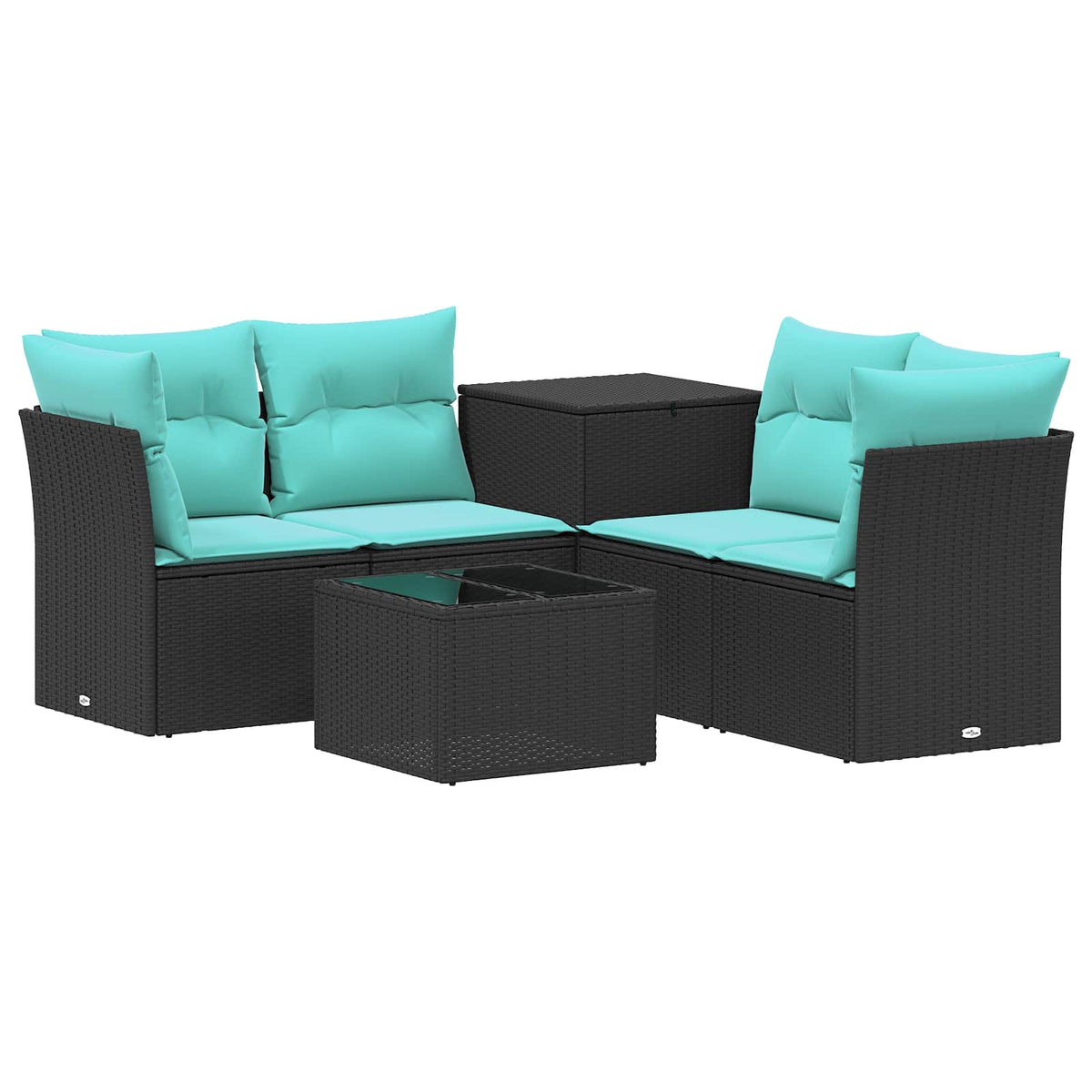 Sofa Set 6 stk. Schwarz und Blau 55 x 55 x 37 cm