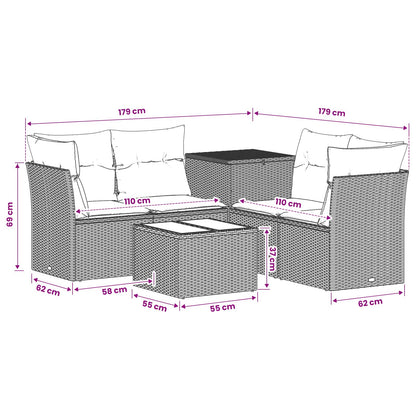 Sofa Set 6 stk. Schwarz und Blau 55 x 55 x 37 cm