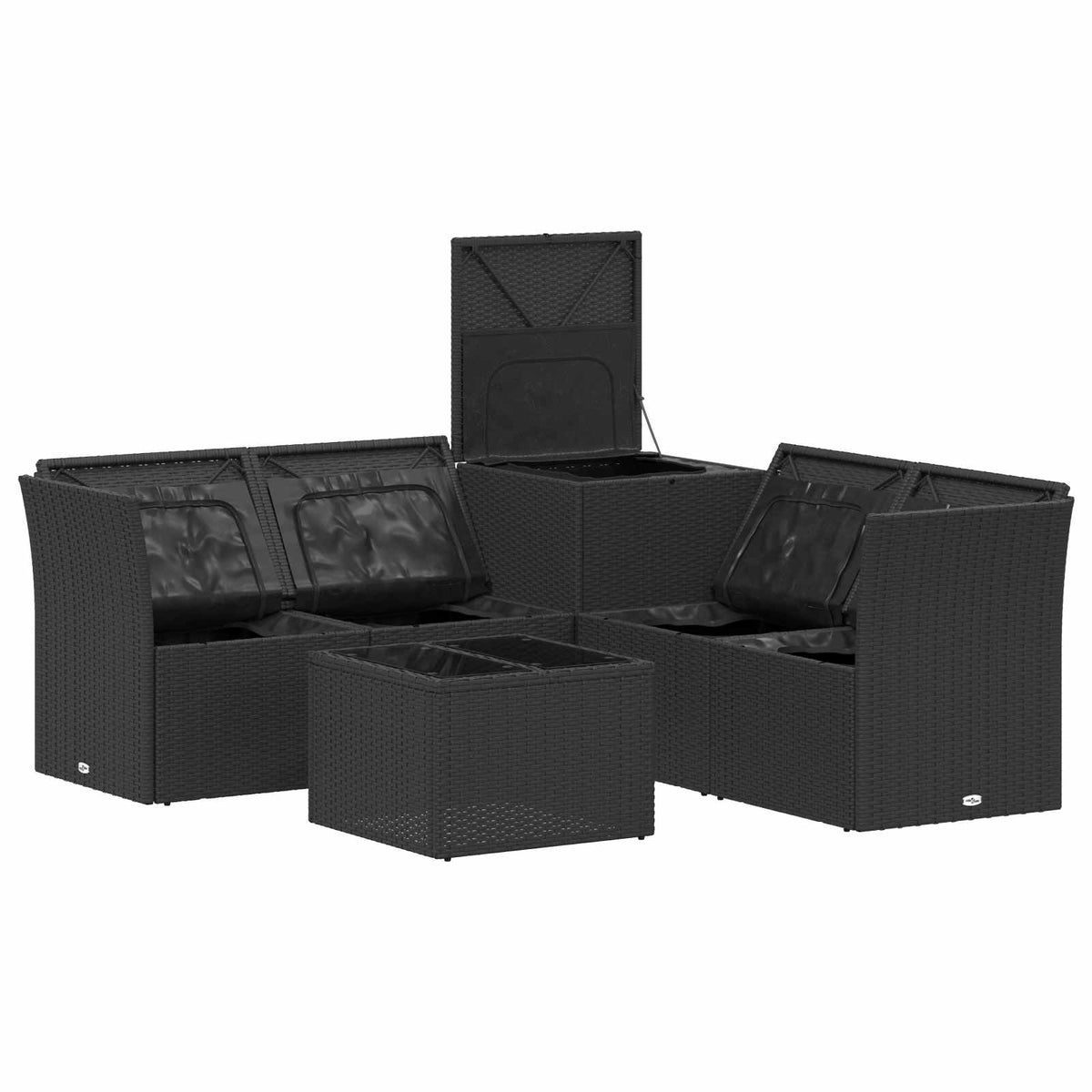 Sofa Set 6 stk. Schwarz und Cremeweiß 55 x 55 x 37 cm